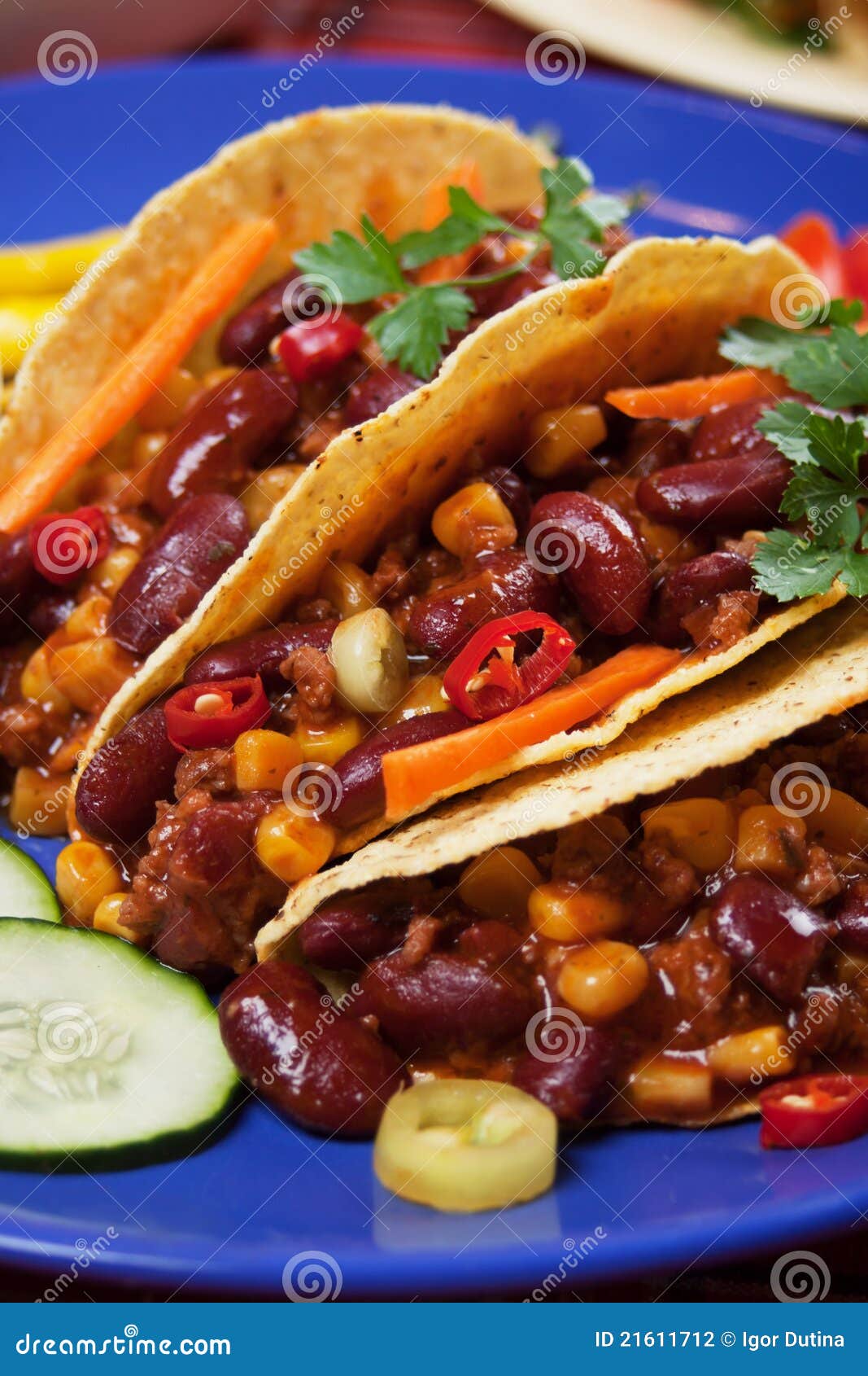 Burrito Van Het Chili Con Carne in Tacoshell Stock Foto Image of boon