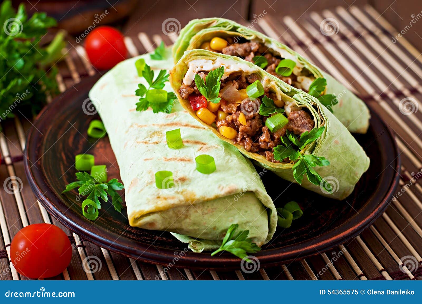 Burritos Wraps with Minced Beef and Vegetables Stock Image Image of health, meat 54365575