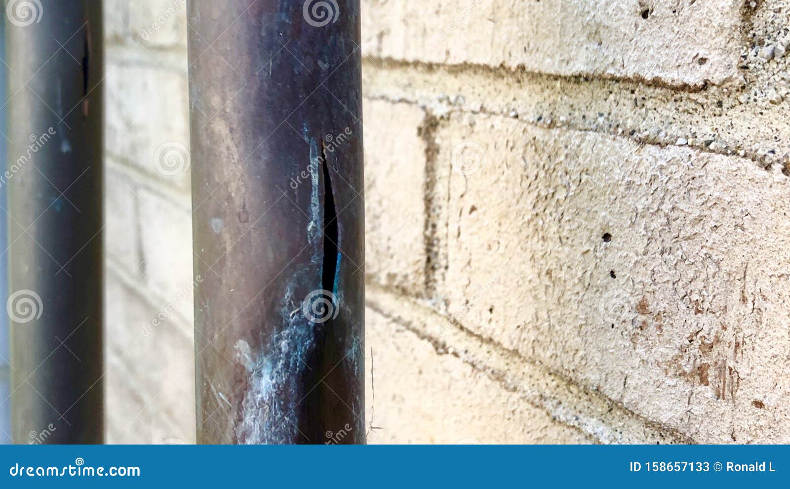 Burst Copper Pipe Due To Freezing Winter Stock Image Image of life, modern 158657133