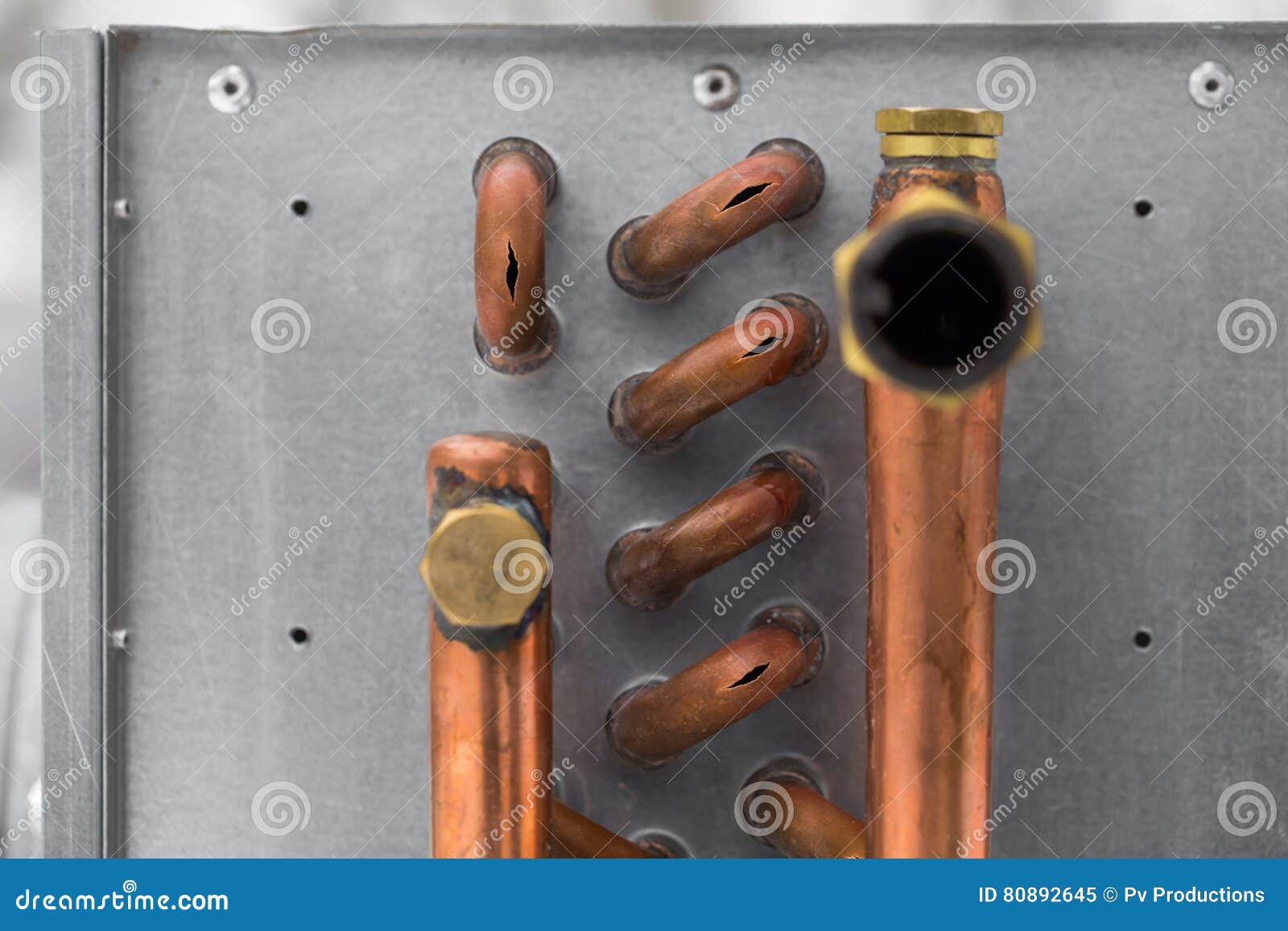 Burst Copper Pipes from the Cold Stock Image Image of leak, close