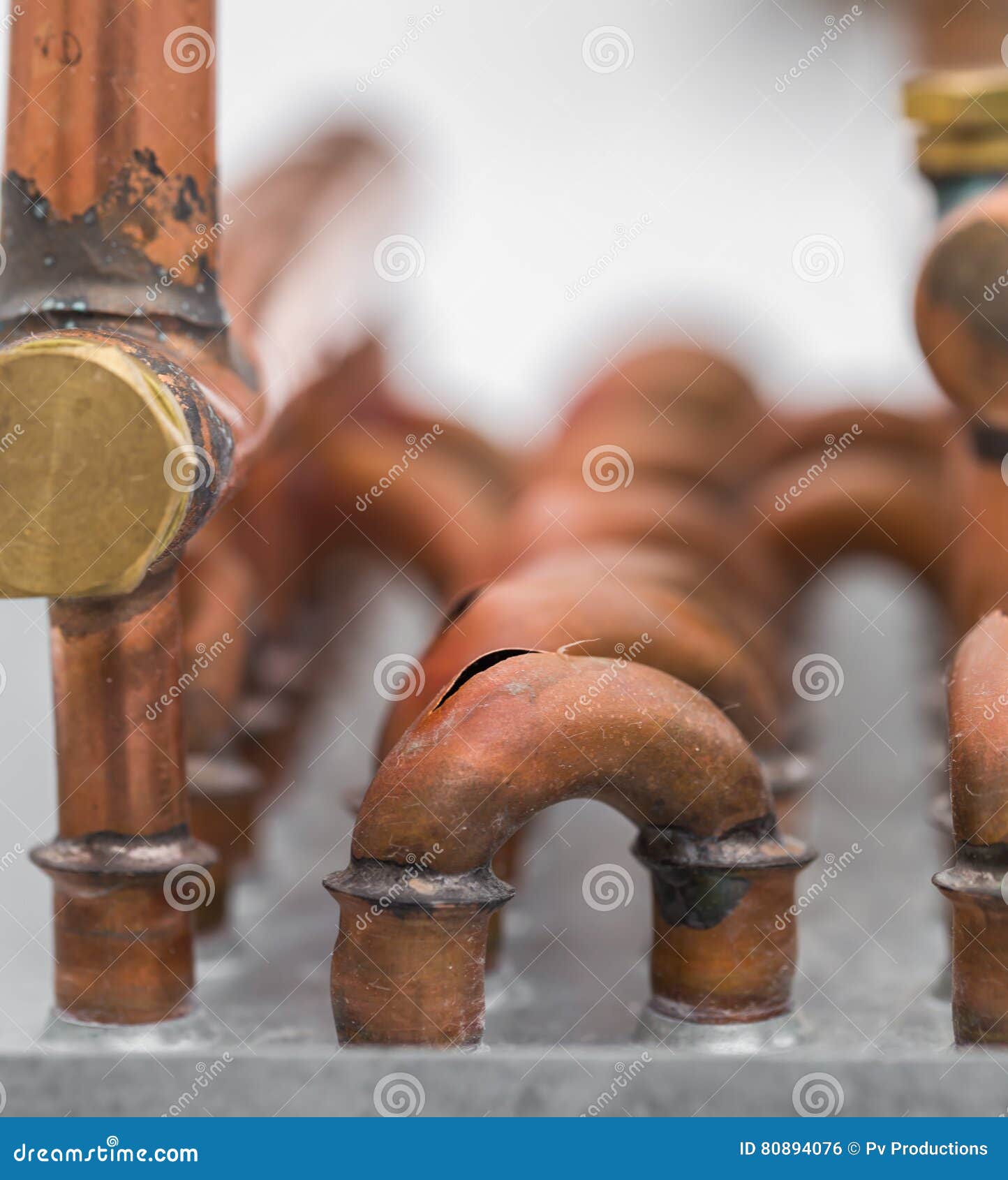 Burst Copper Pipes from the Cold Stock Photo Image of construction