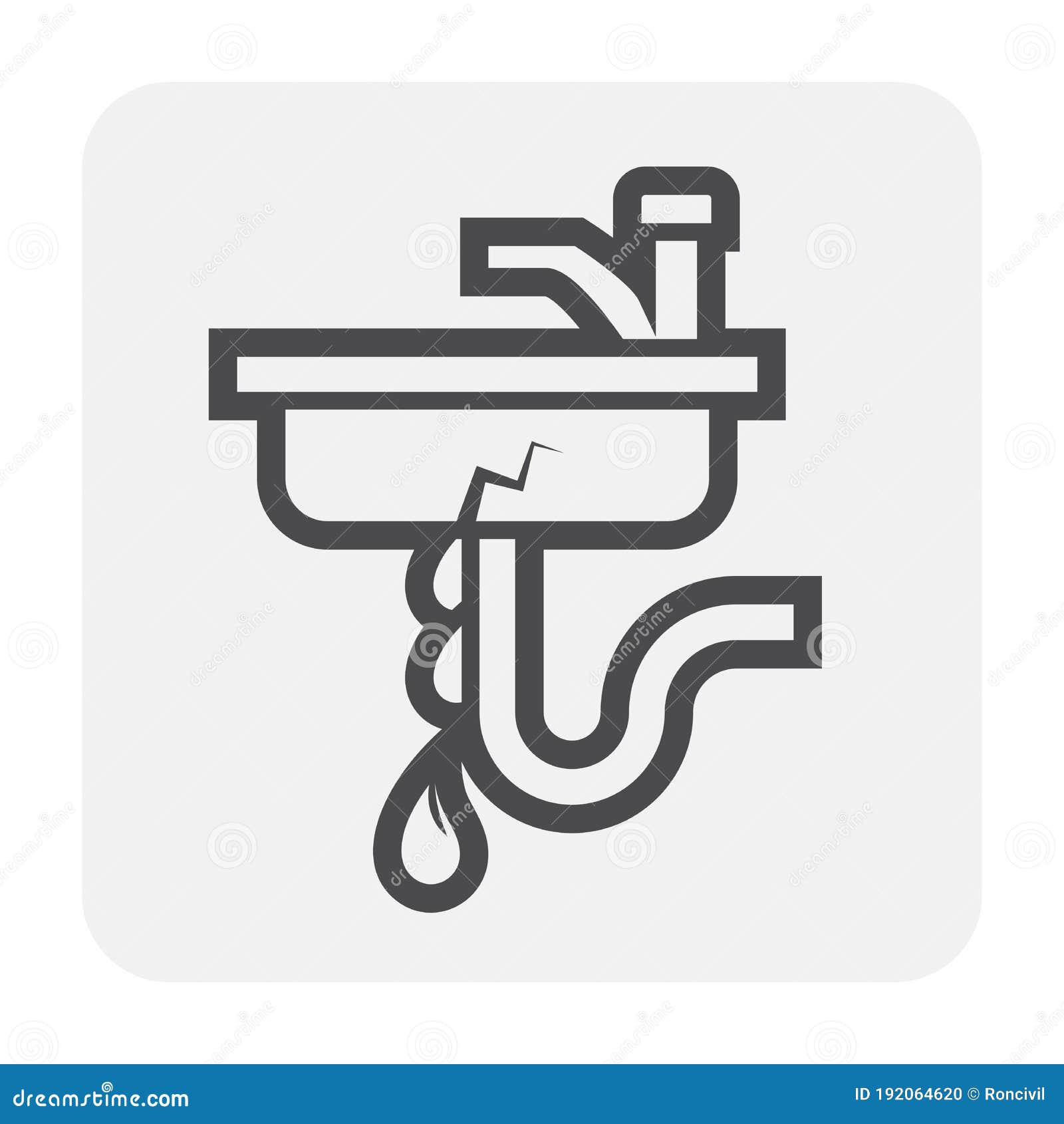 Burst pipe icon stock vector. Illustration of iron, crack 192064620