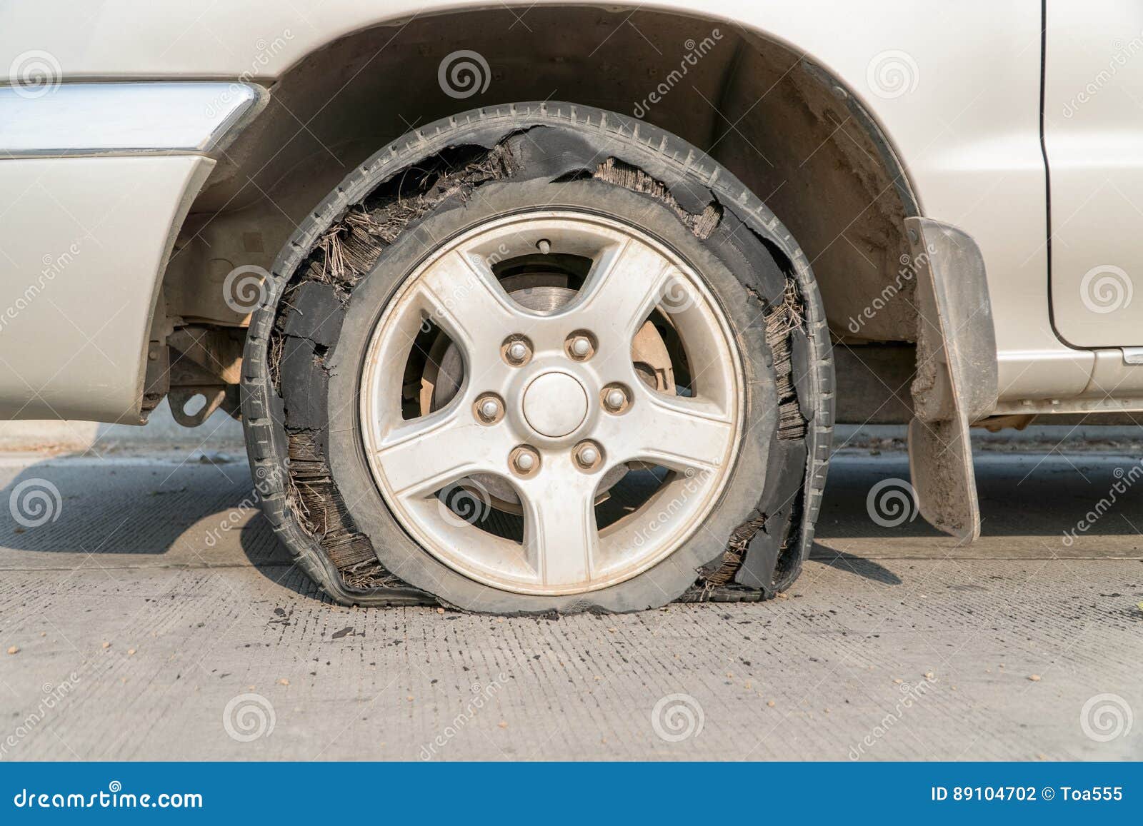 Burst tire car stock photo. Image of pressure, burst 89104702