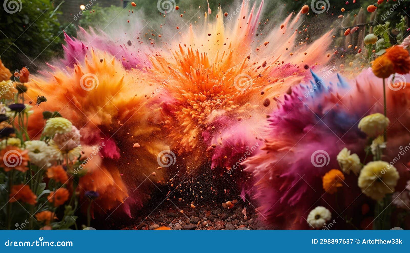 burst of vibrant colors in serene garden