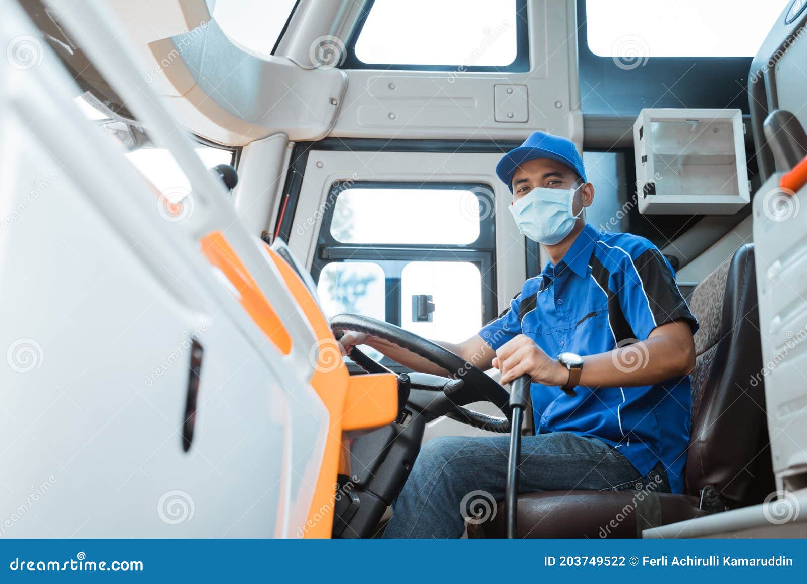 Bus Driver Wearing Uniform and Mask Stock Photo Image of ride