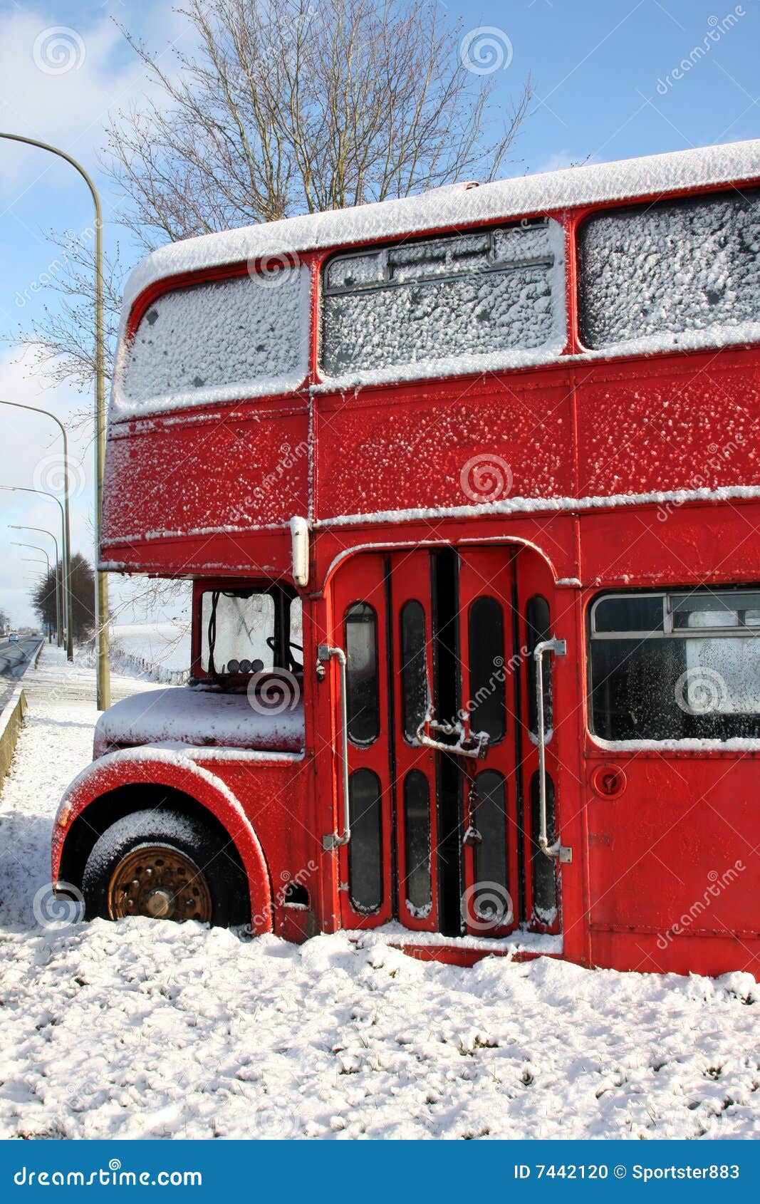 Bus in snow stock photo. Image of snow, decker, public 7442120