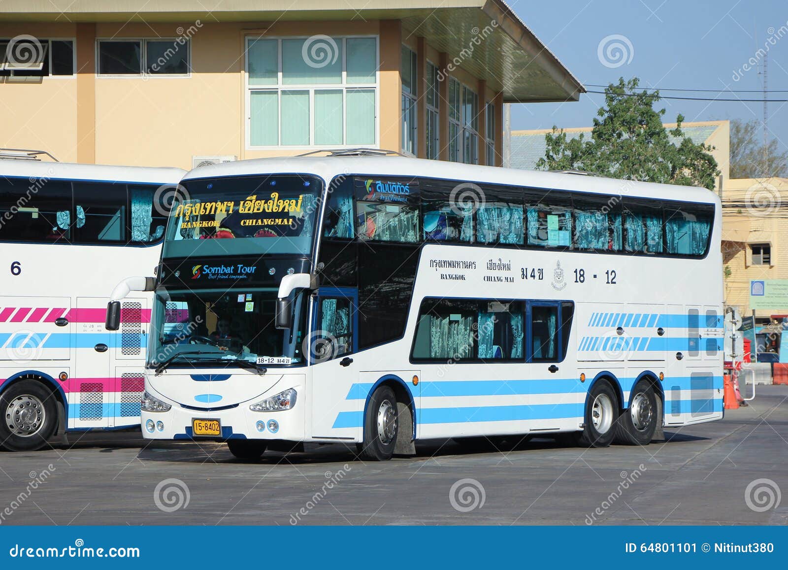 CHIANGMAI, THAILAND -JANUARY 10 2016: Bus of Sombattour company. Route Bangkok and Chiangmai. Photo at Chiangmai bus station, thailand.