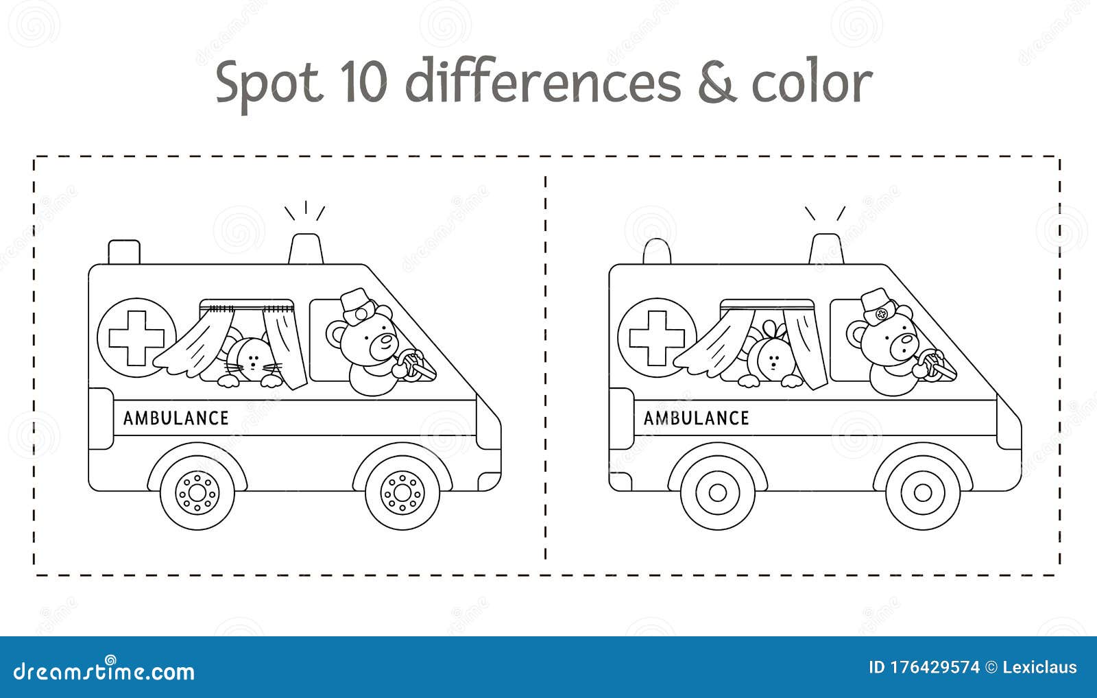 Busca Médica Diferenças Jogo E Página De Colorir Para Crianças