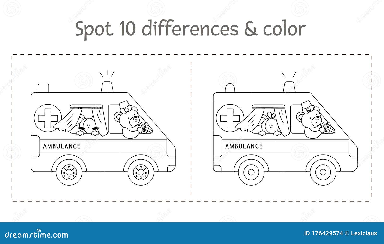 Busca Médica Diferenças Jogo E Página De Colorir Para Crianças. Atividade  Pré-escolar Medicamentosa Com O Médico Examinando Doente Ilustração do  Vetor - Ilustração de teste, feliz: 176429673