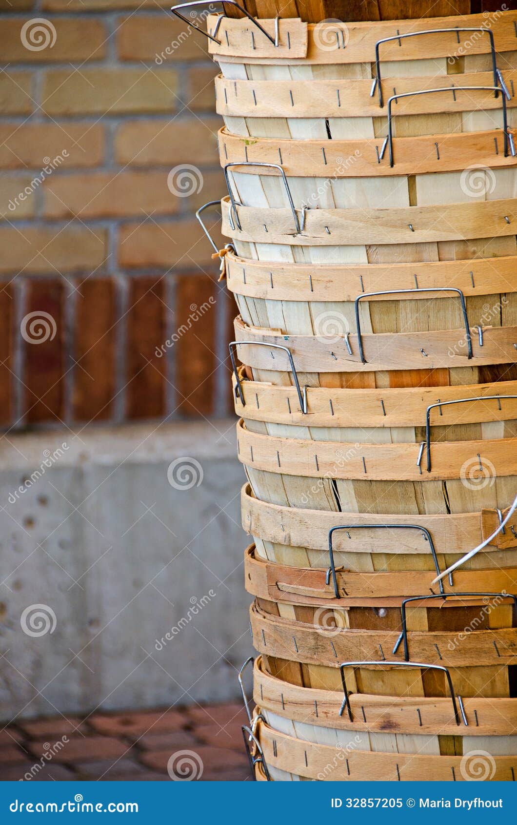 Bushel baskets stack stock image. Image of texture, wire 32857205