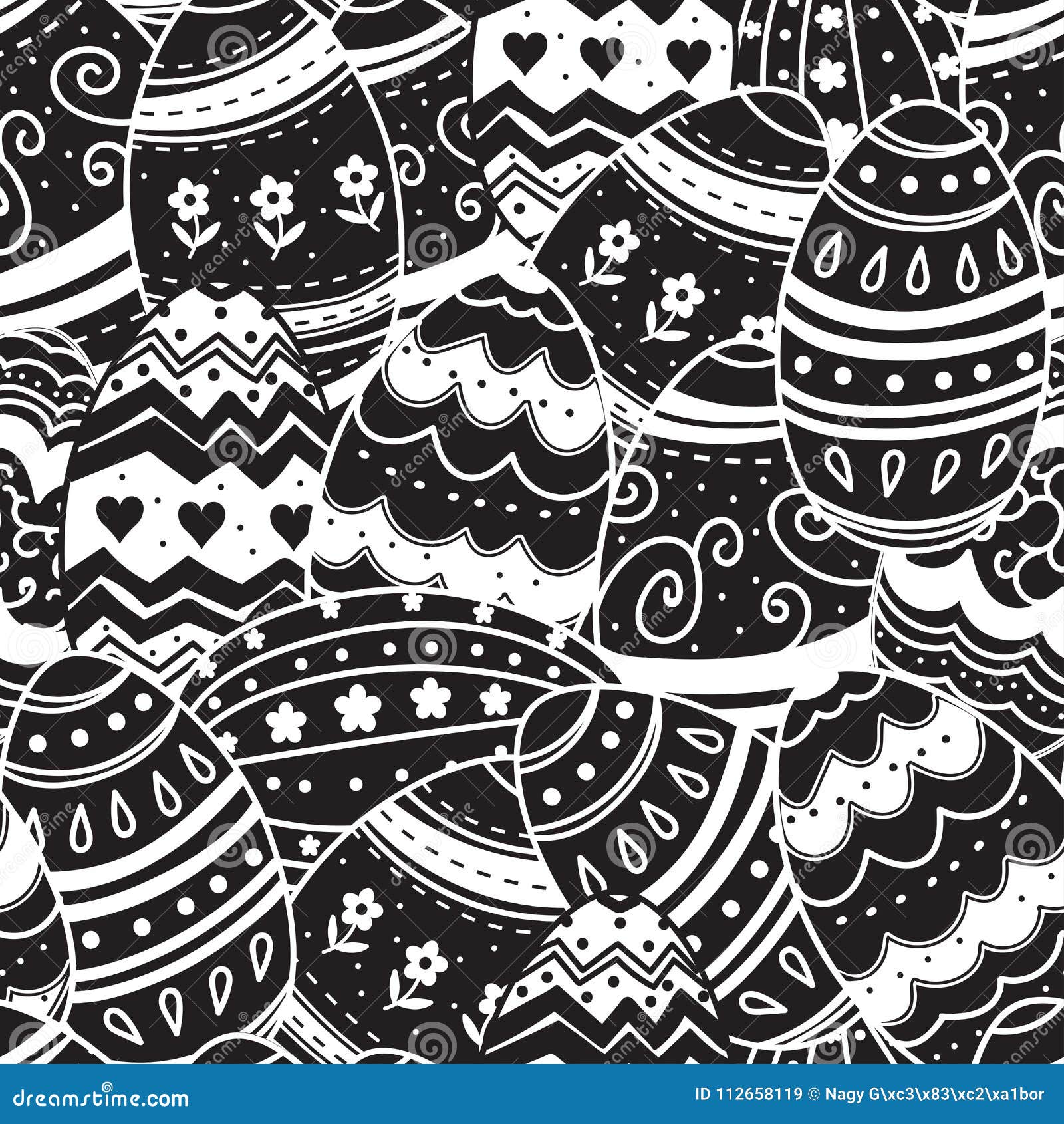 bushy easter painted hand draweggs. fizzle ornament holiday texture. seamless vetor pattern