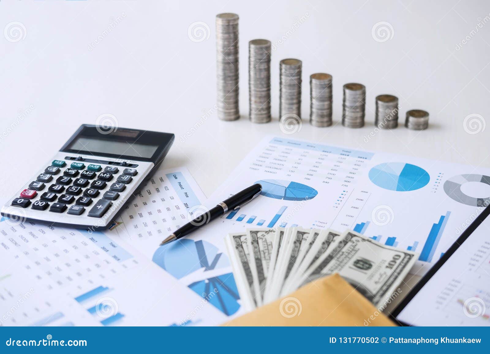 Business Accessories in Selective Focus, Items for Accounting, M