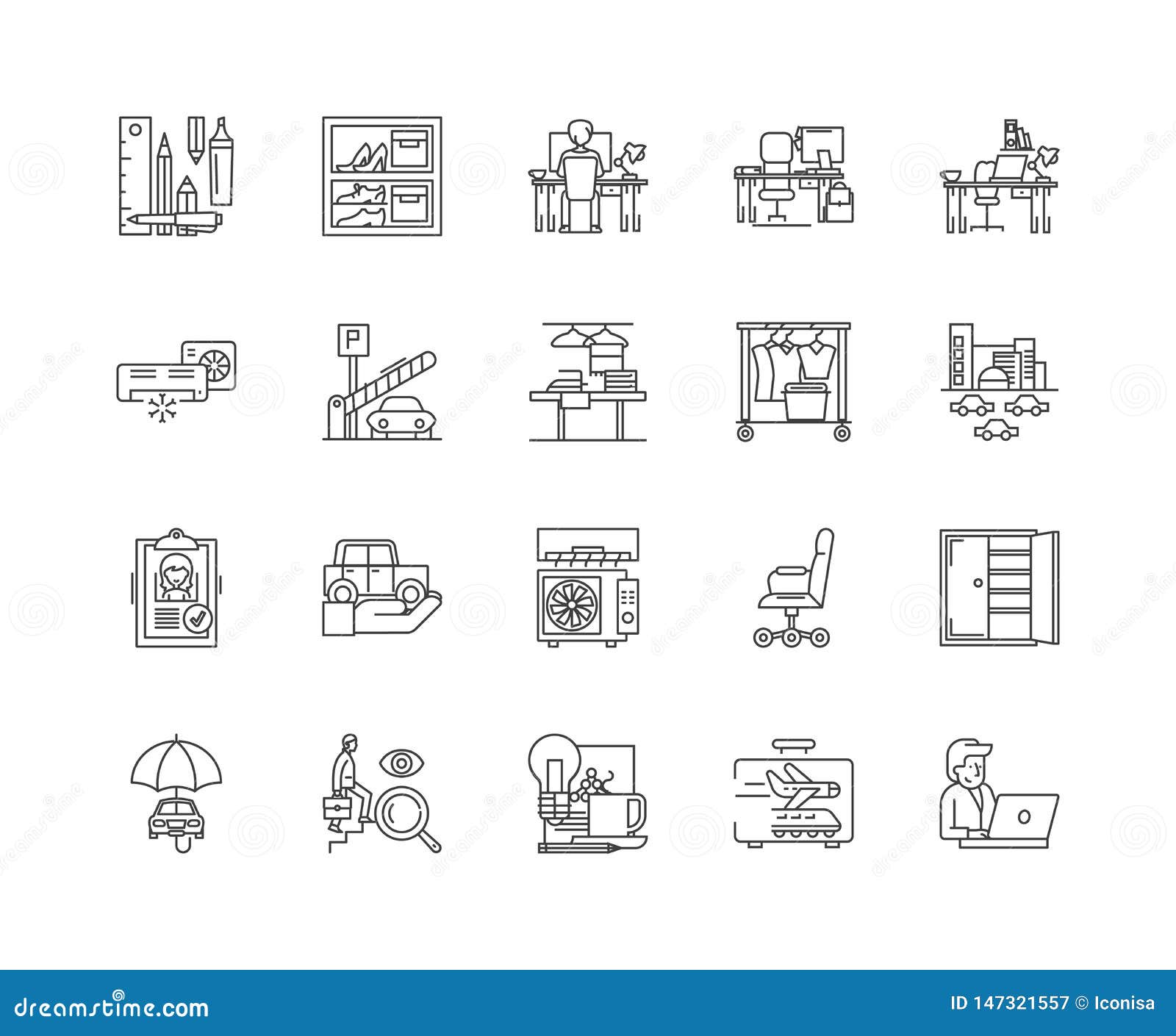 business accomodation line icons, linear signs,  set, outline concept 