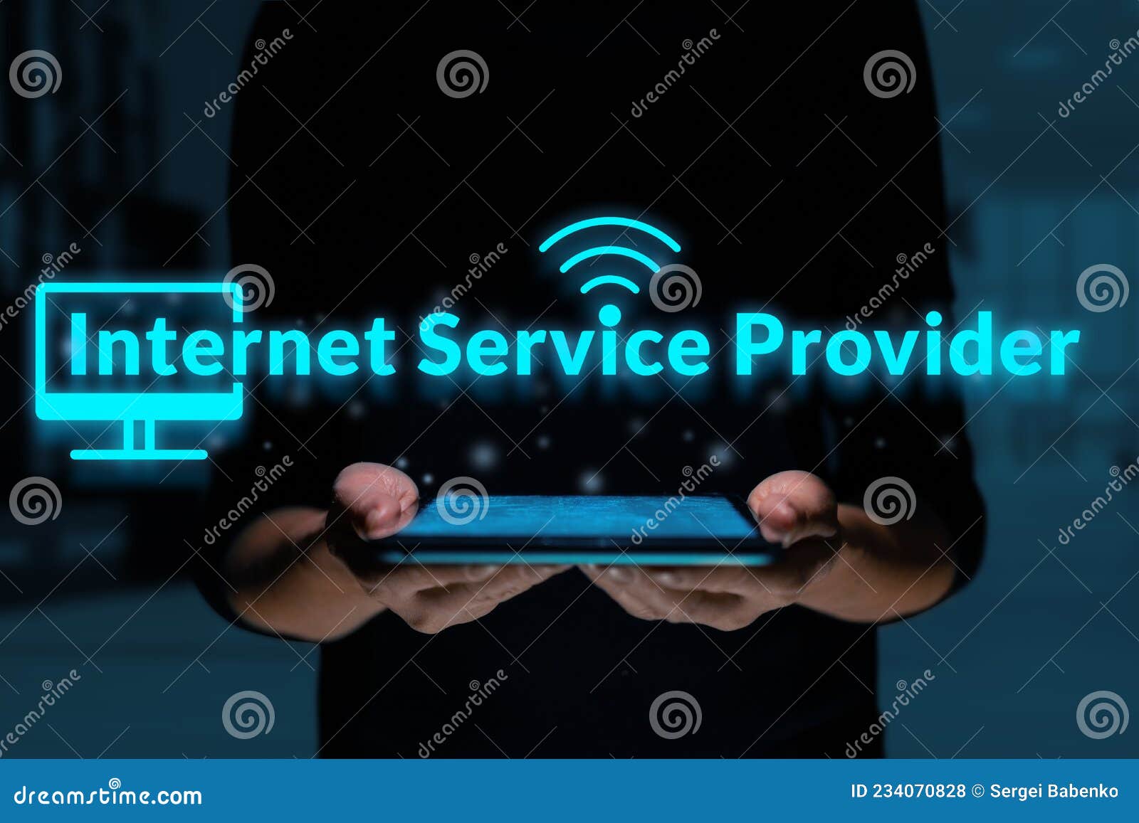 Business Acronym ISP or Service Provider. Person Holding a