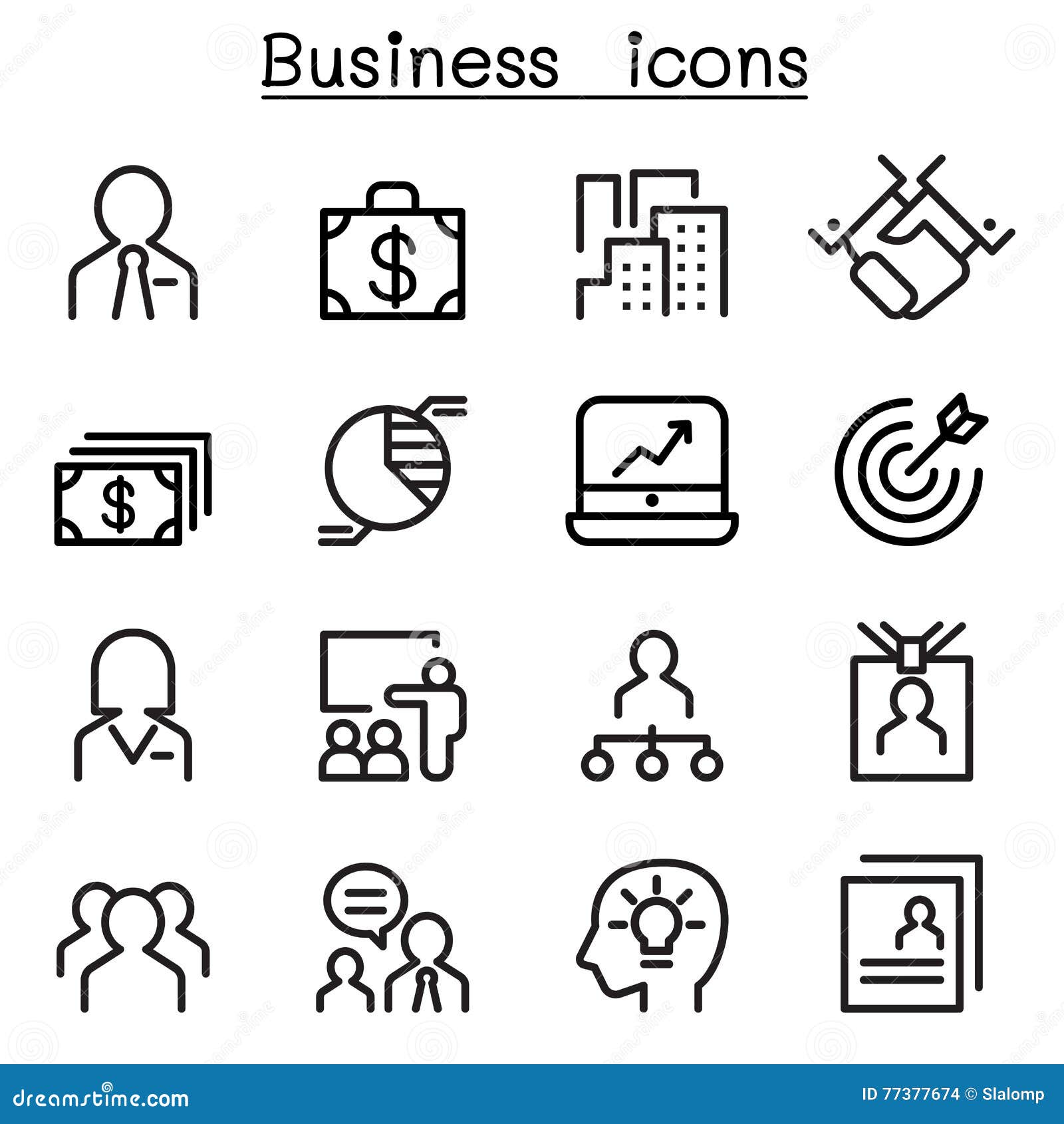 business administration icon set