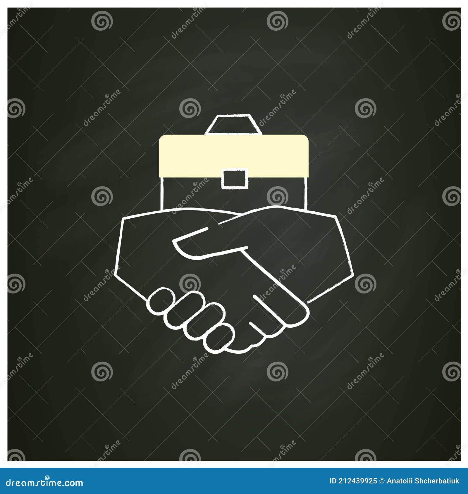 Handshake chalk white icon on black background Vector Image