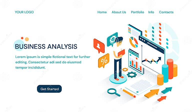 Business Analysis Website Template Design with Space for Text and a ...