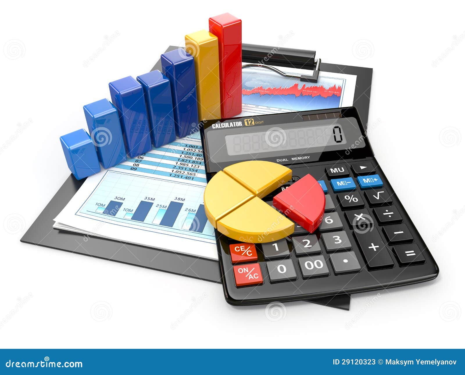 Business Analytics. Calculator and Financial Reports. Stock