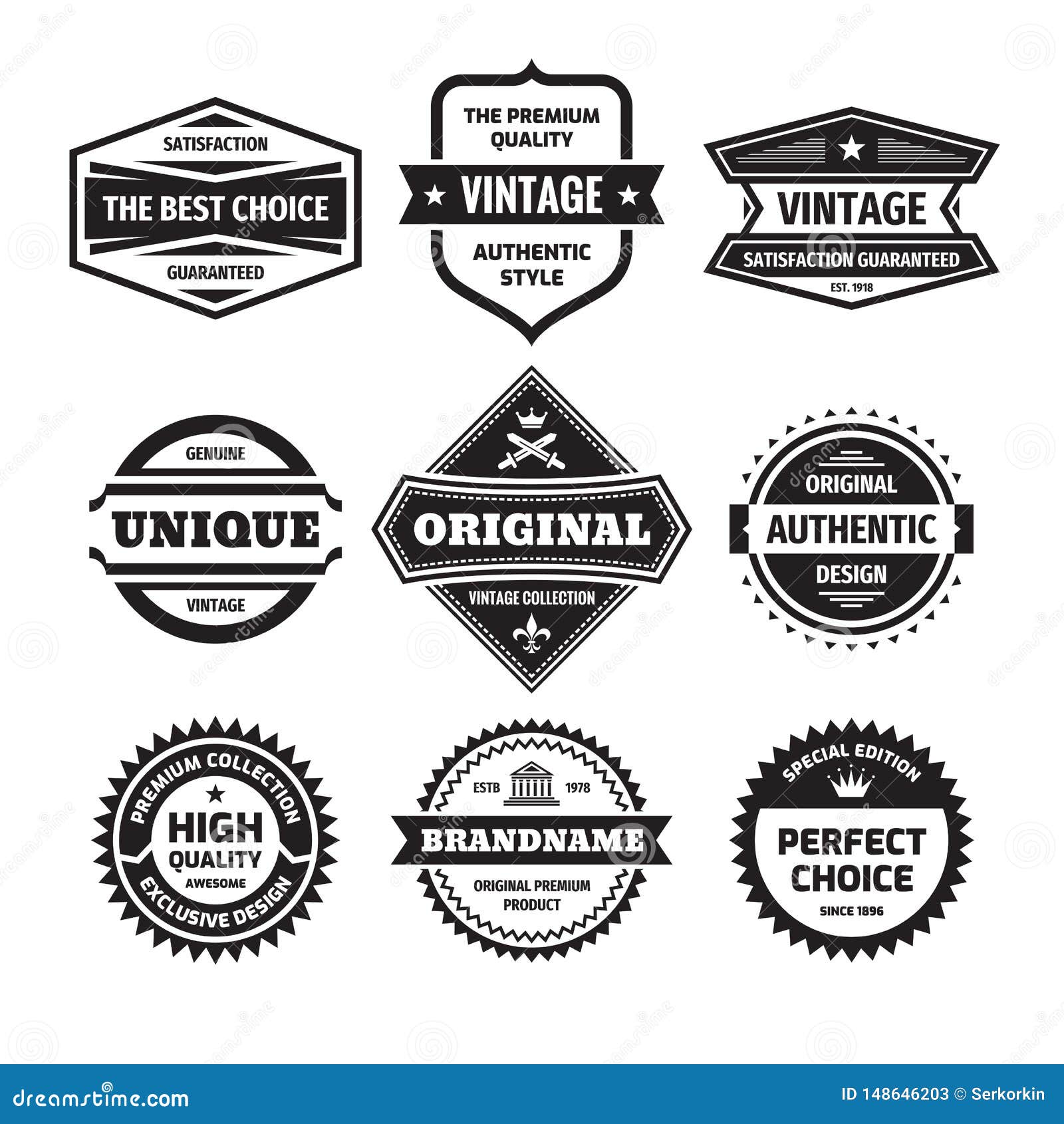 Business Badges Vector Set in Retro Design Style. Abstract Logo ...