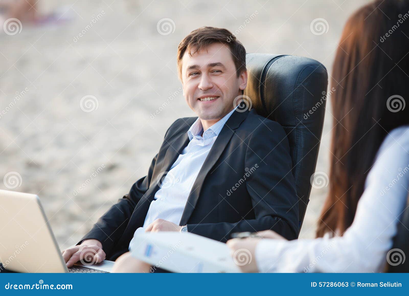 Business on the beach stock image. Image of happiness - 57286063