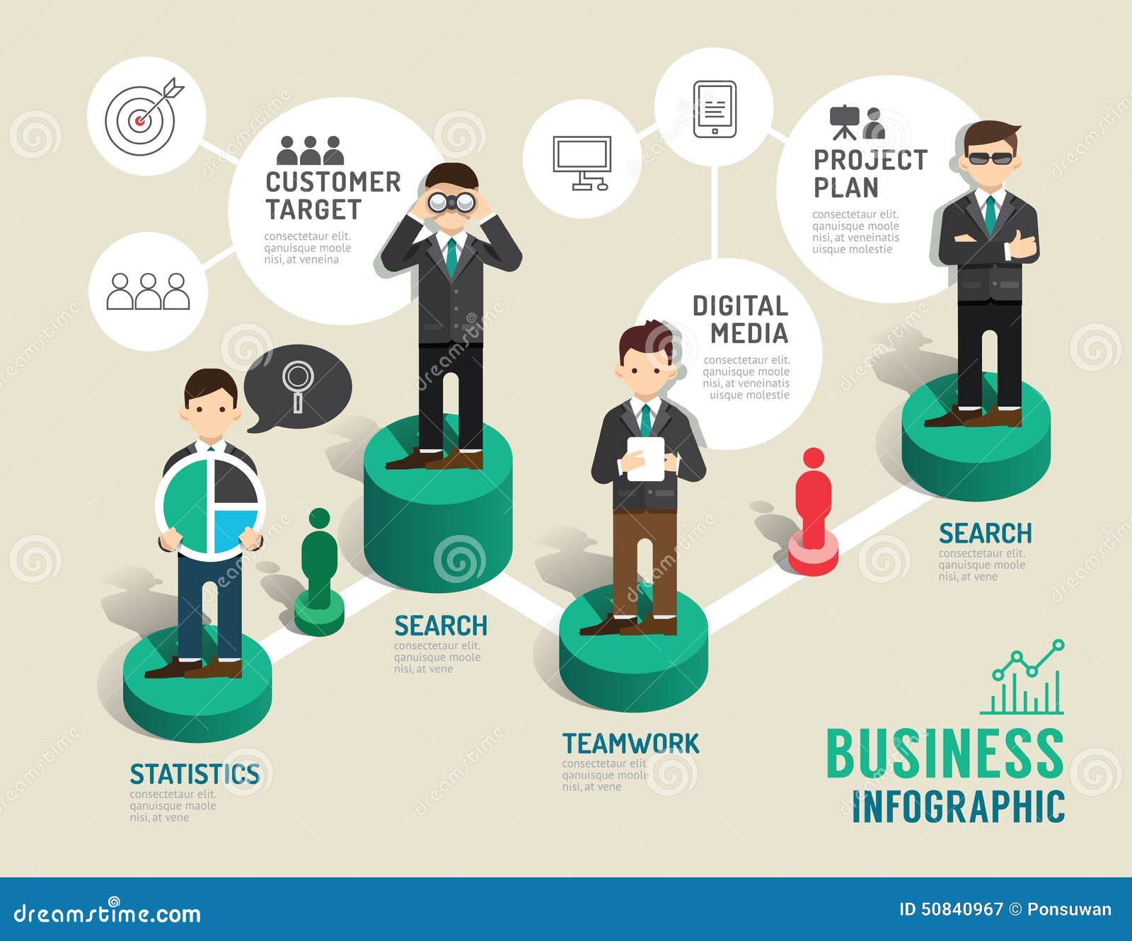 Business Board Game Concept Infographic Step To Successful. Stock