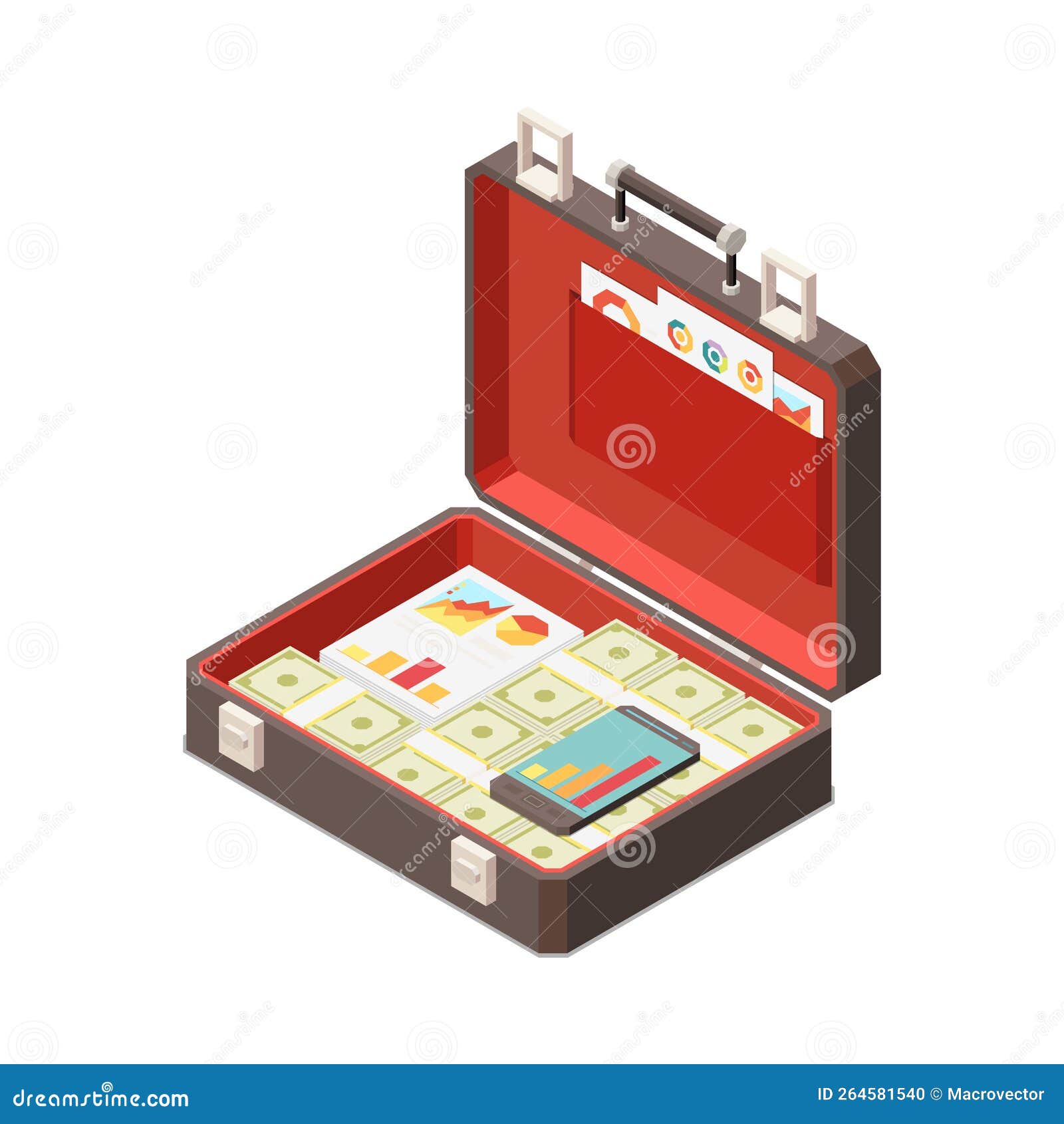 Business Briefcase Money Composition Stock Vector Illustration of