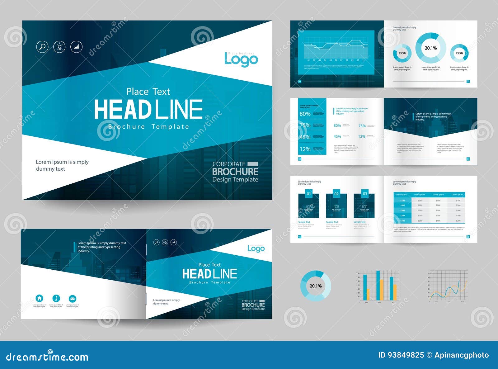 Business Brochure Design Template and Page Layout for Company Profile,  Annual Report, Stock Vector - Illustration of editable, abstract: 93849825