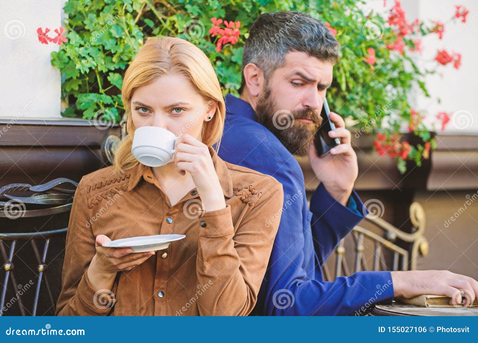 Business Call White Dating. First Meet of Girl and Mature Man. Brutal  Bearded Hipster and Girl Drink Coffee Stock Photo - Image of heart,  hipster: 155027106