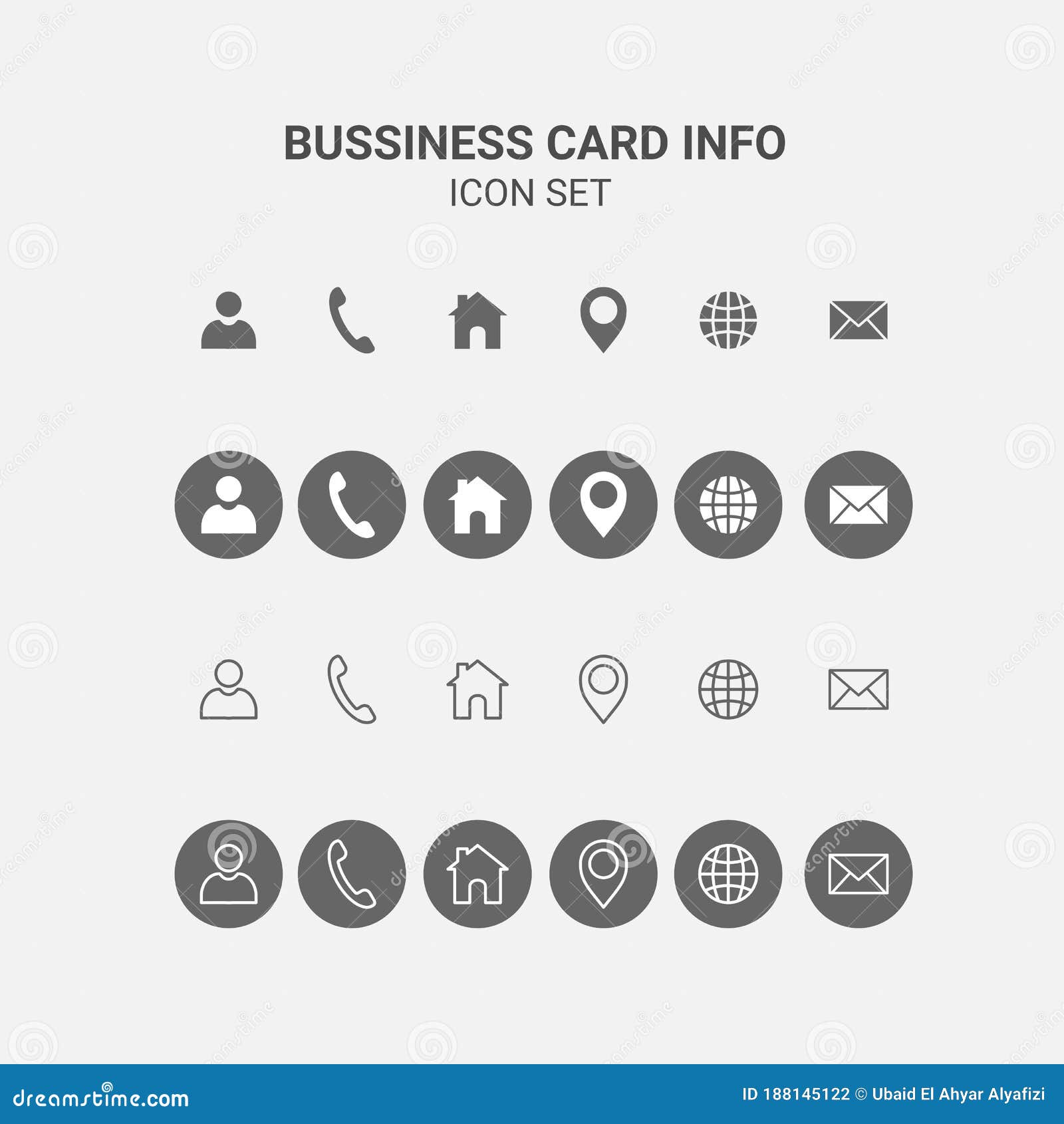 Business Card Info Icon Set Vector Stock Vector - Illustration of ...