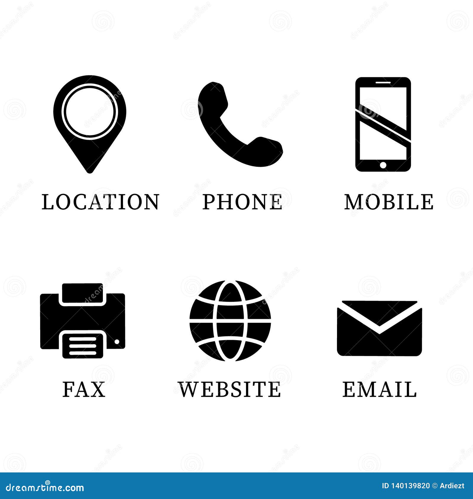 Business Card Information Icon Set Stock Vector Illustration of