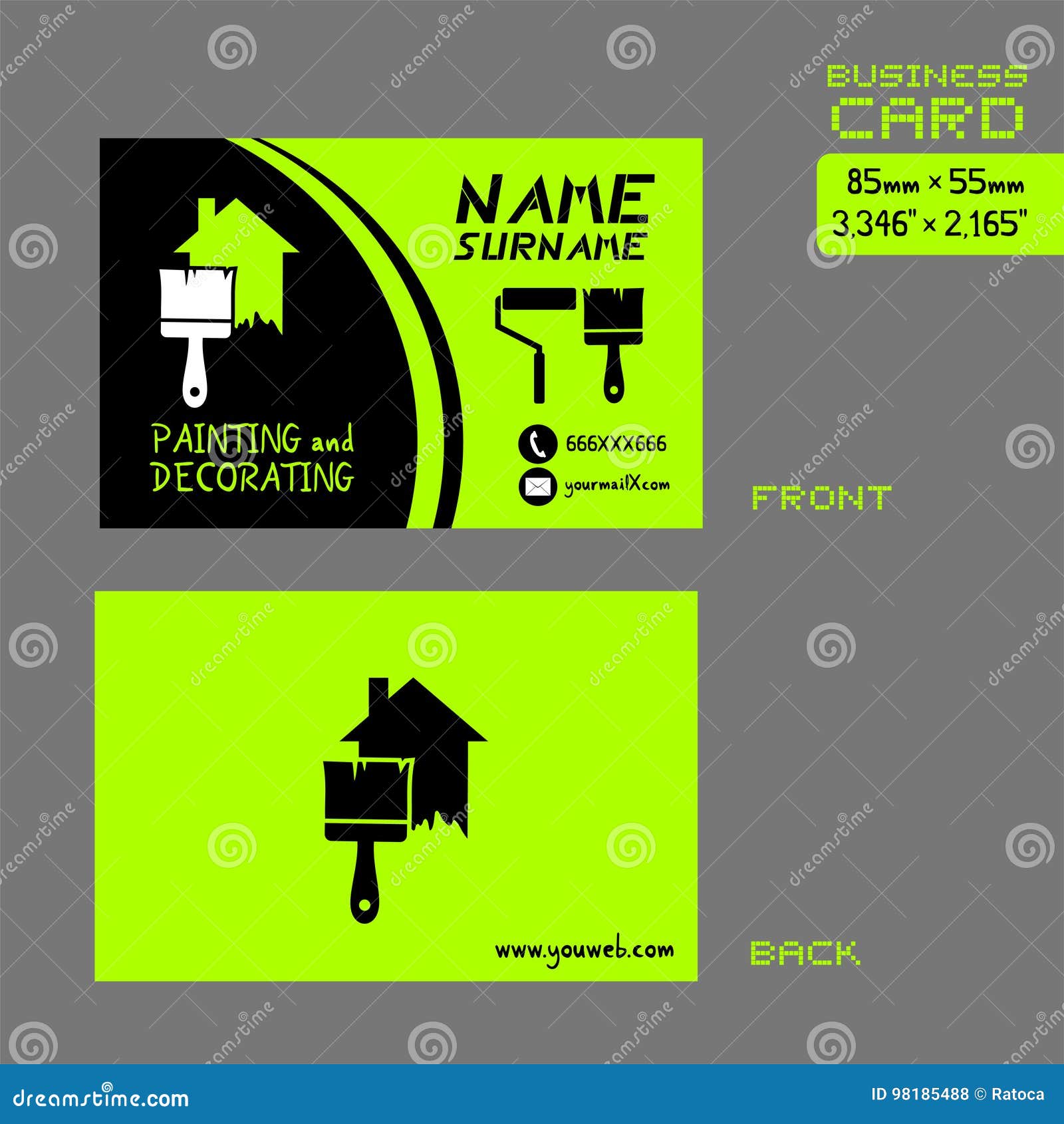 Business Card for Painter Worker Stock Vector Illustration of green
