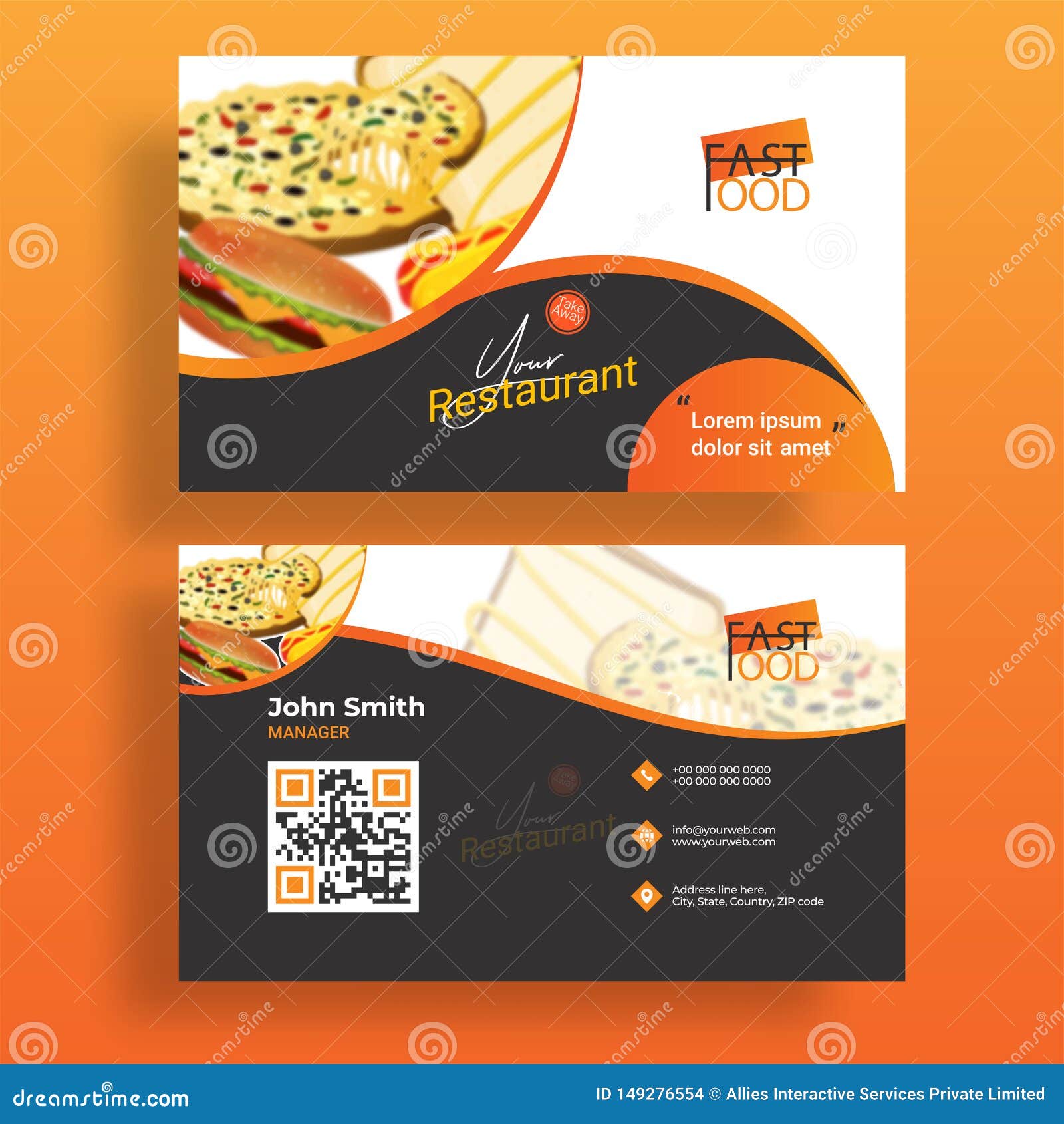 Business Card Set or Template with Illustration of Fast Food With Regard To Food Business Cards Templates Free Business Card Set or Template with Illustration of Fast Food With Regard To Food Business Cards Templates Free