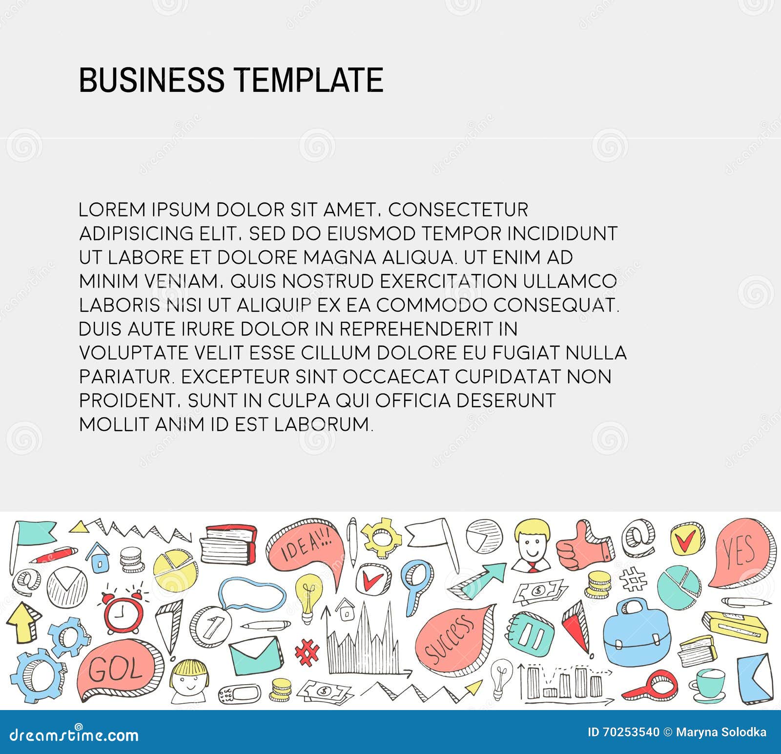 business card template with business doodles icons set sketch