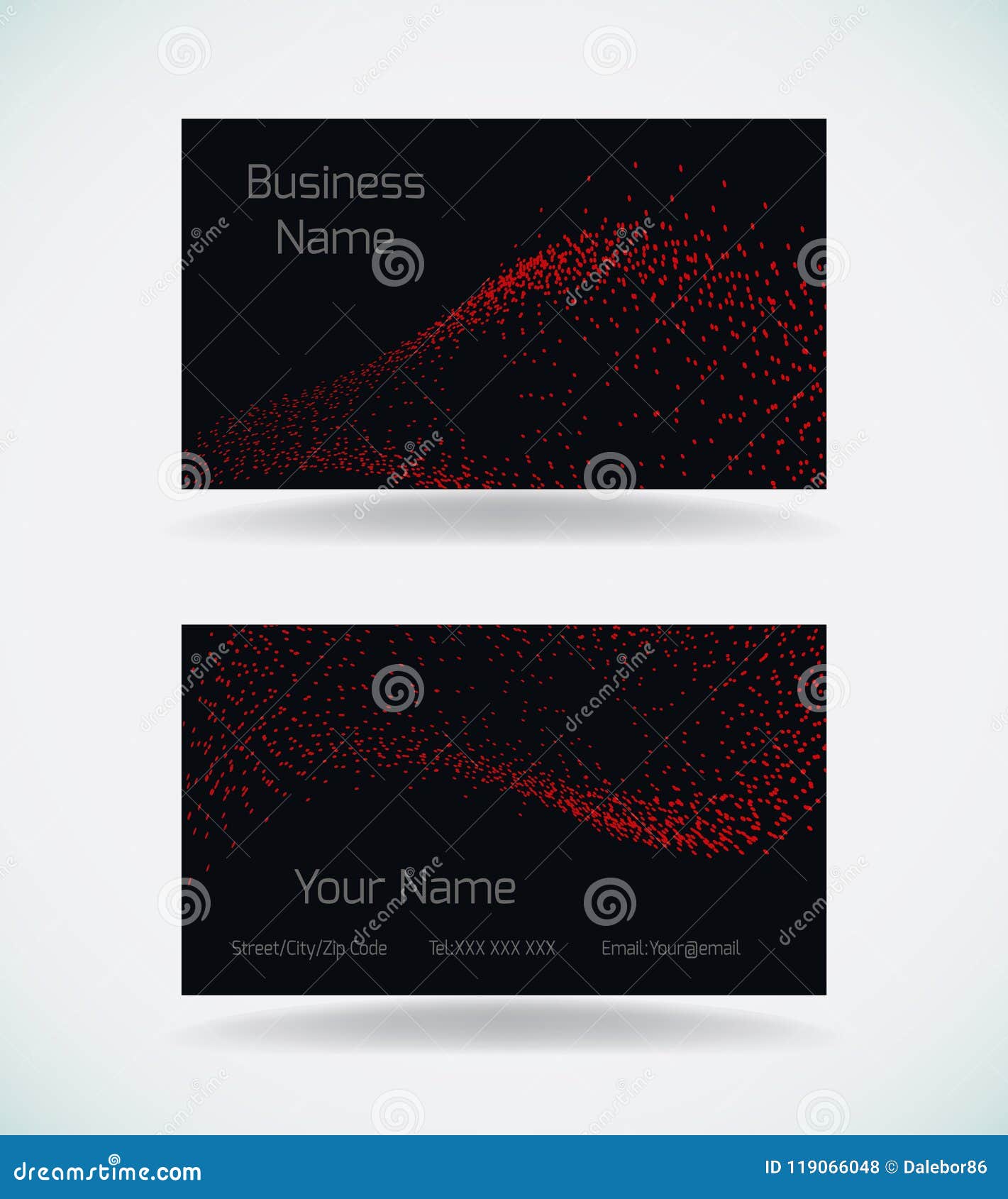 Business Card Template with Dot Pattern. Stock Vector Illustration of