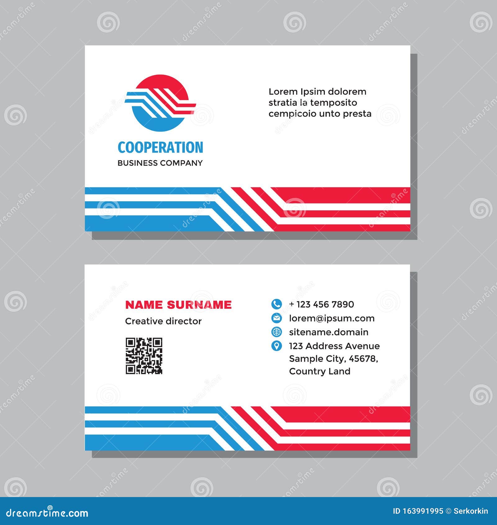 Business Card Template with Logo - Concept Design. Computer Within Networking Card Template