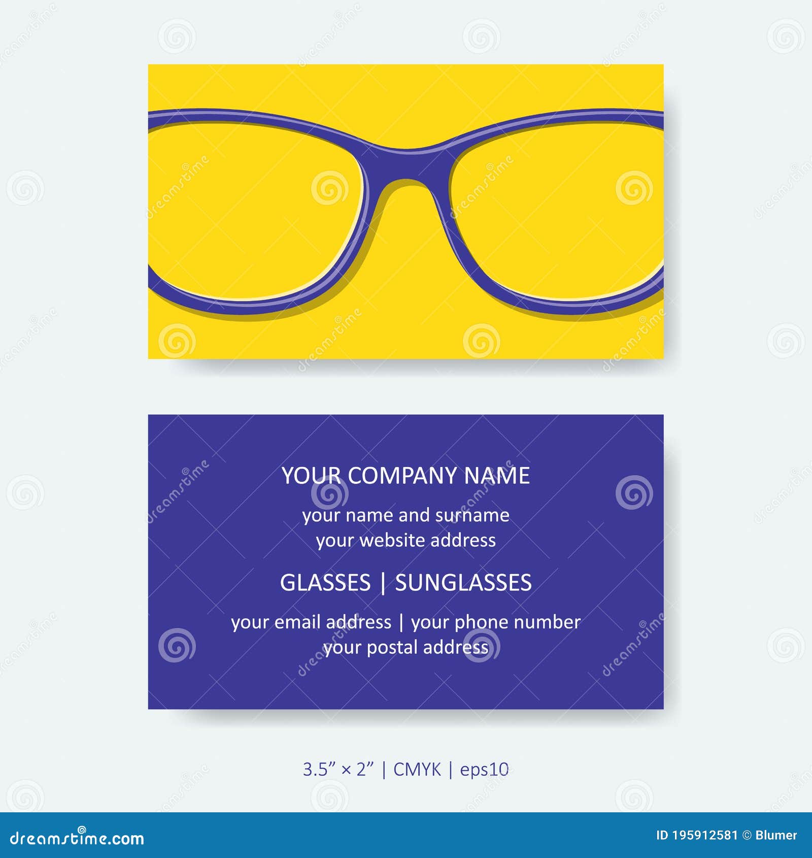 Business Card Template Simple Eye Glasses Design Stock Vector Illustration of accessory
