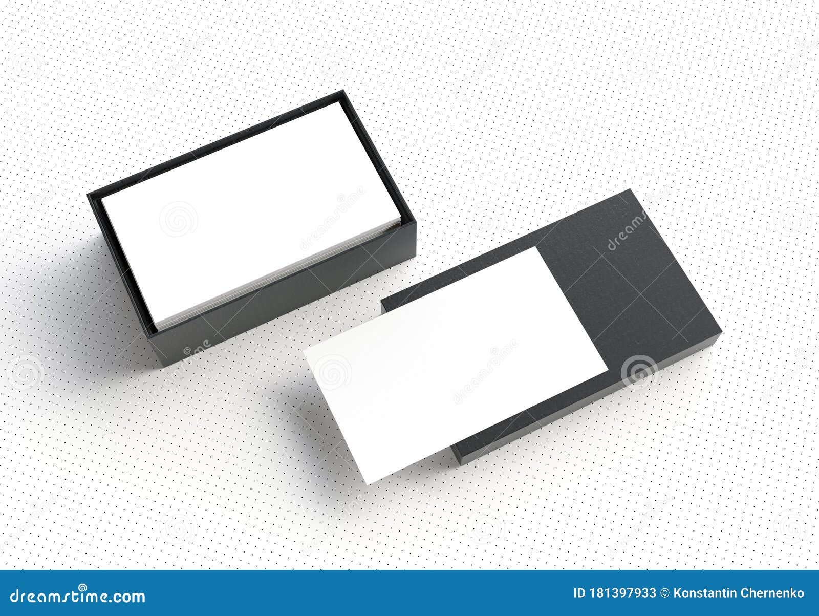 business cards mockup in a cardboard box for branding identity. 3d render