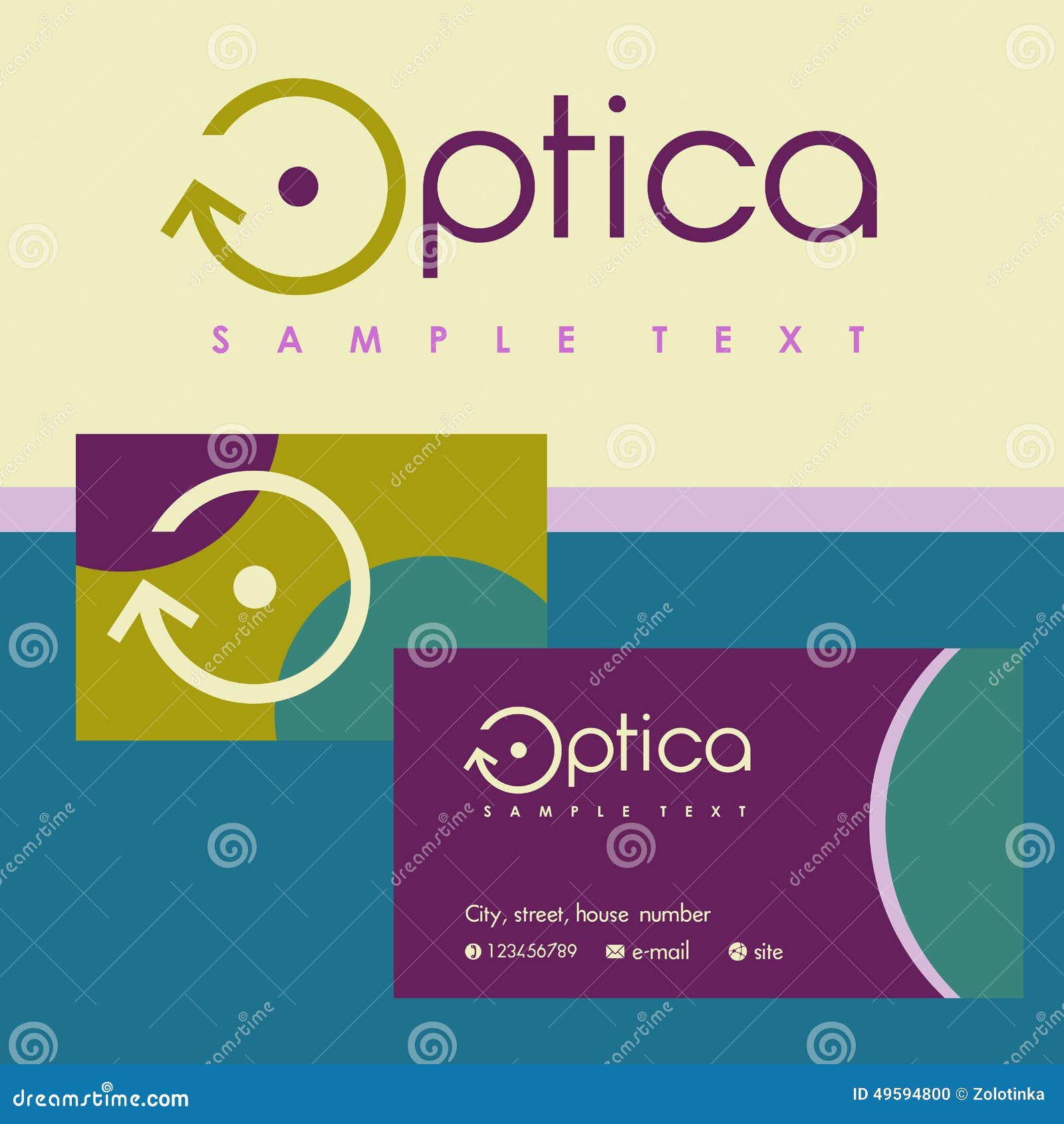 Business Cards for Optics. Colored Background Stock Vector