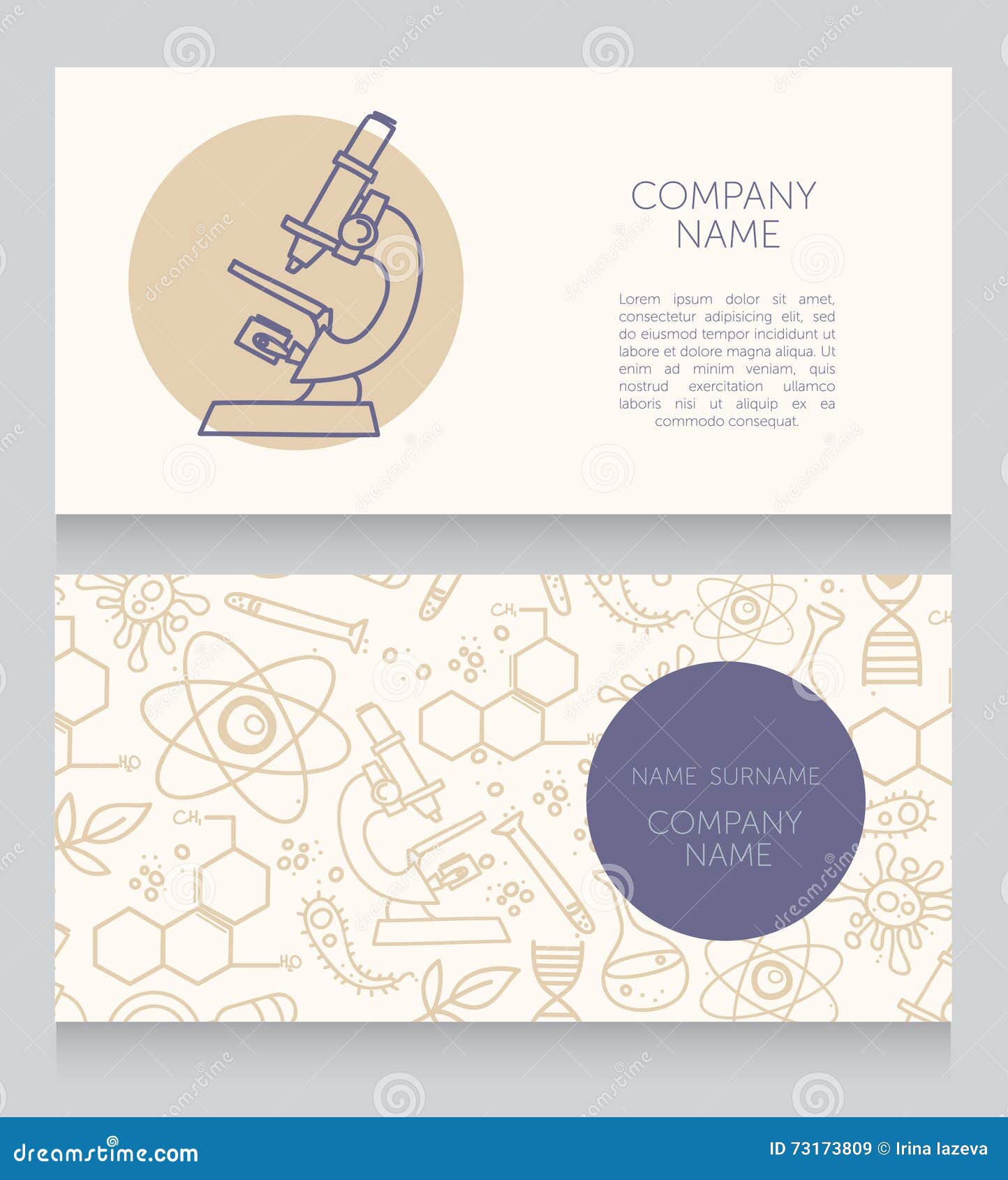 Business Cards Template for Science Lab of Science Classes Stock Vector