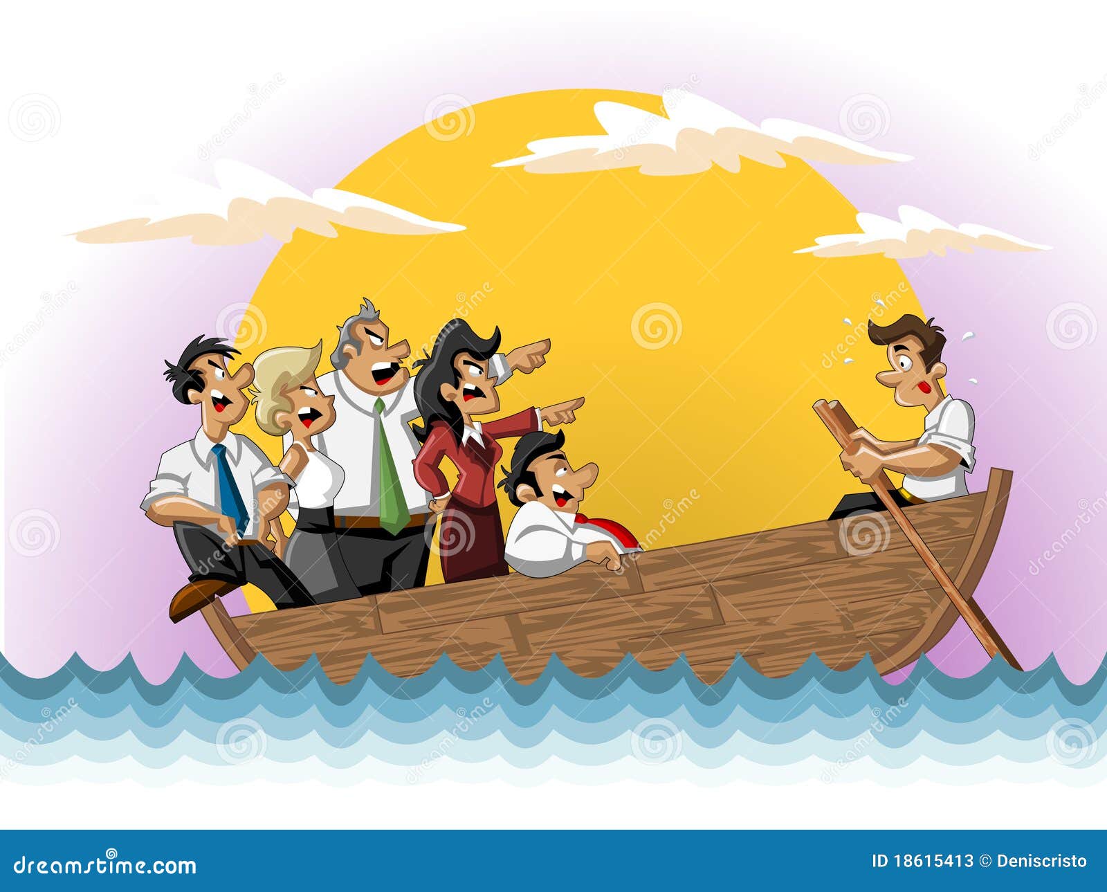 Business Cartoon Team On Boat Stock Photos - Image: 18615413