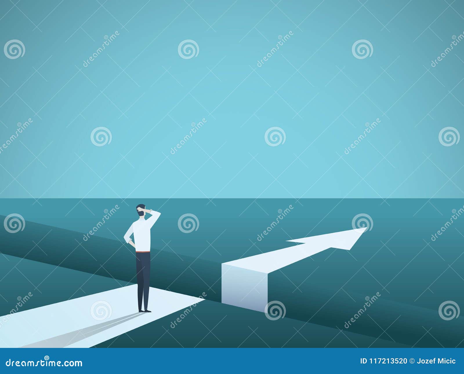 business challenge and solution  concept with businessman standing over big gap.  of overcoming obstacles