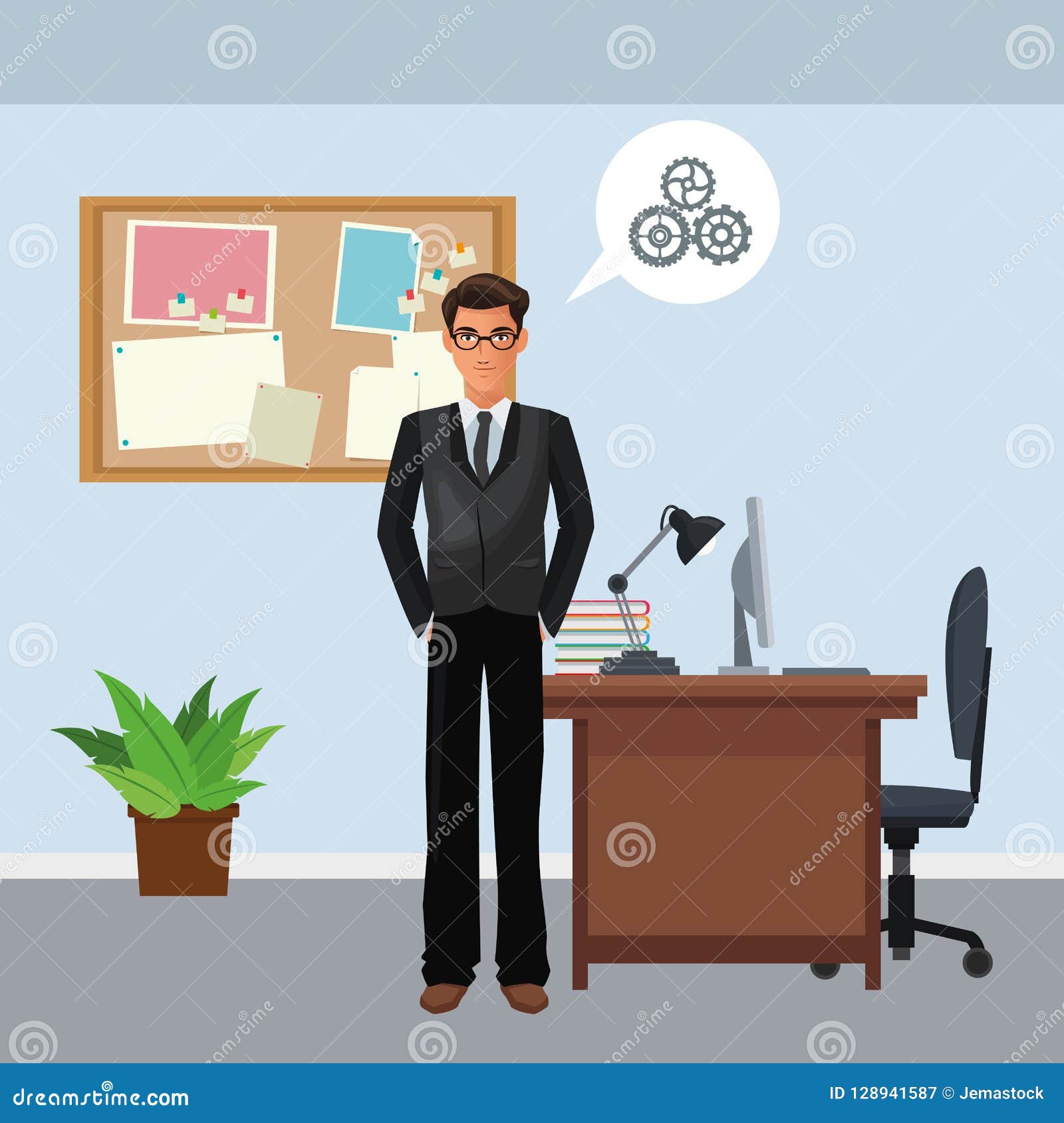 Business Character in Office Scenario Stock Vector Illustration of