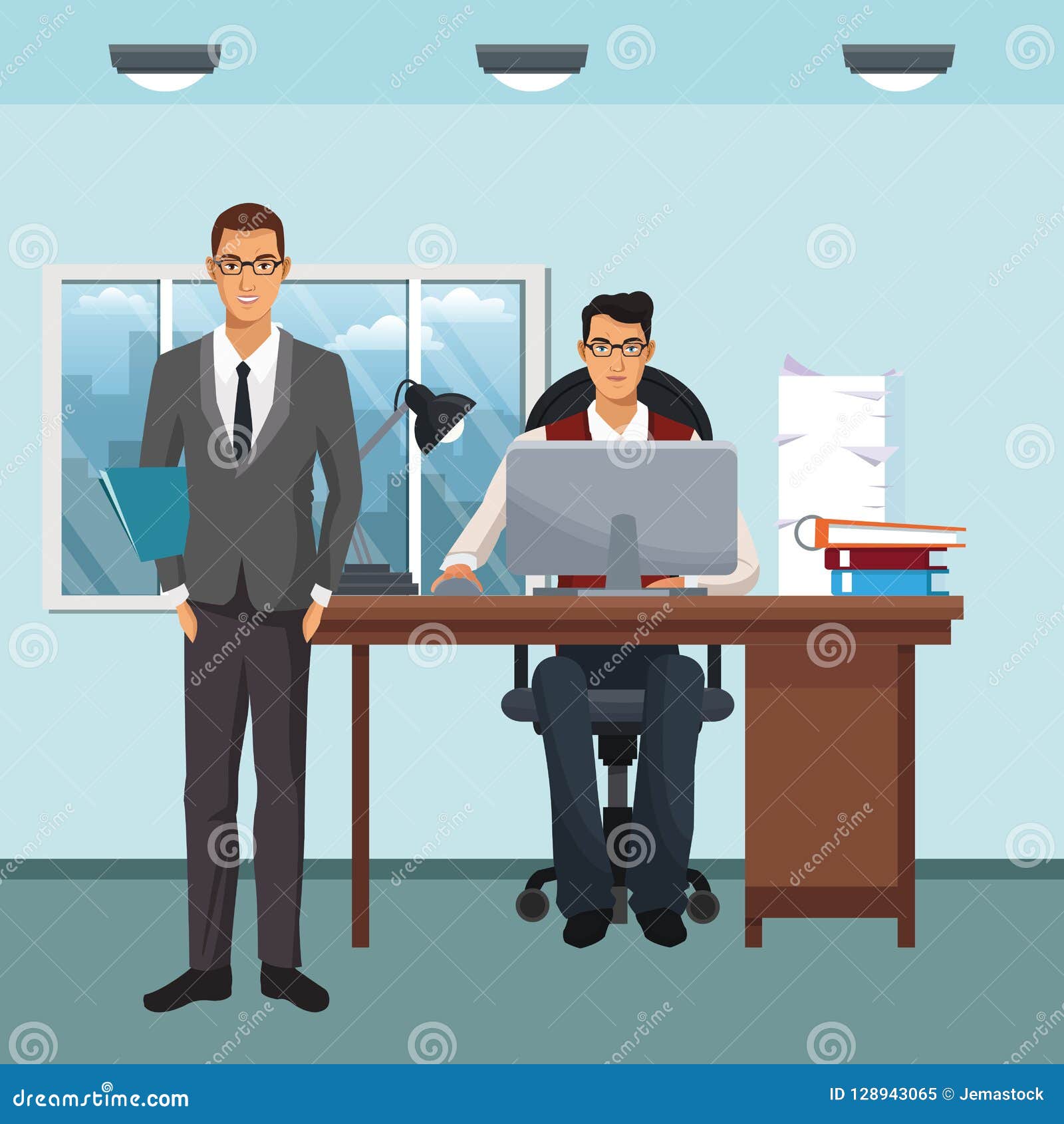 Business Character in Office Scenario Stock Vector Illustration of