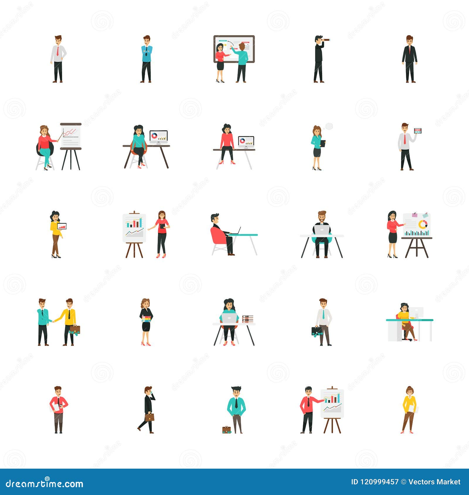 business characters flat icons set
