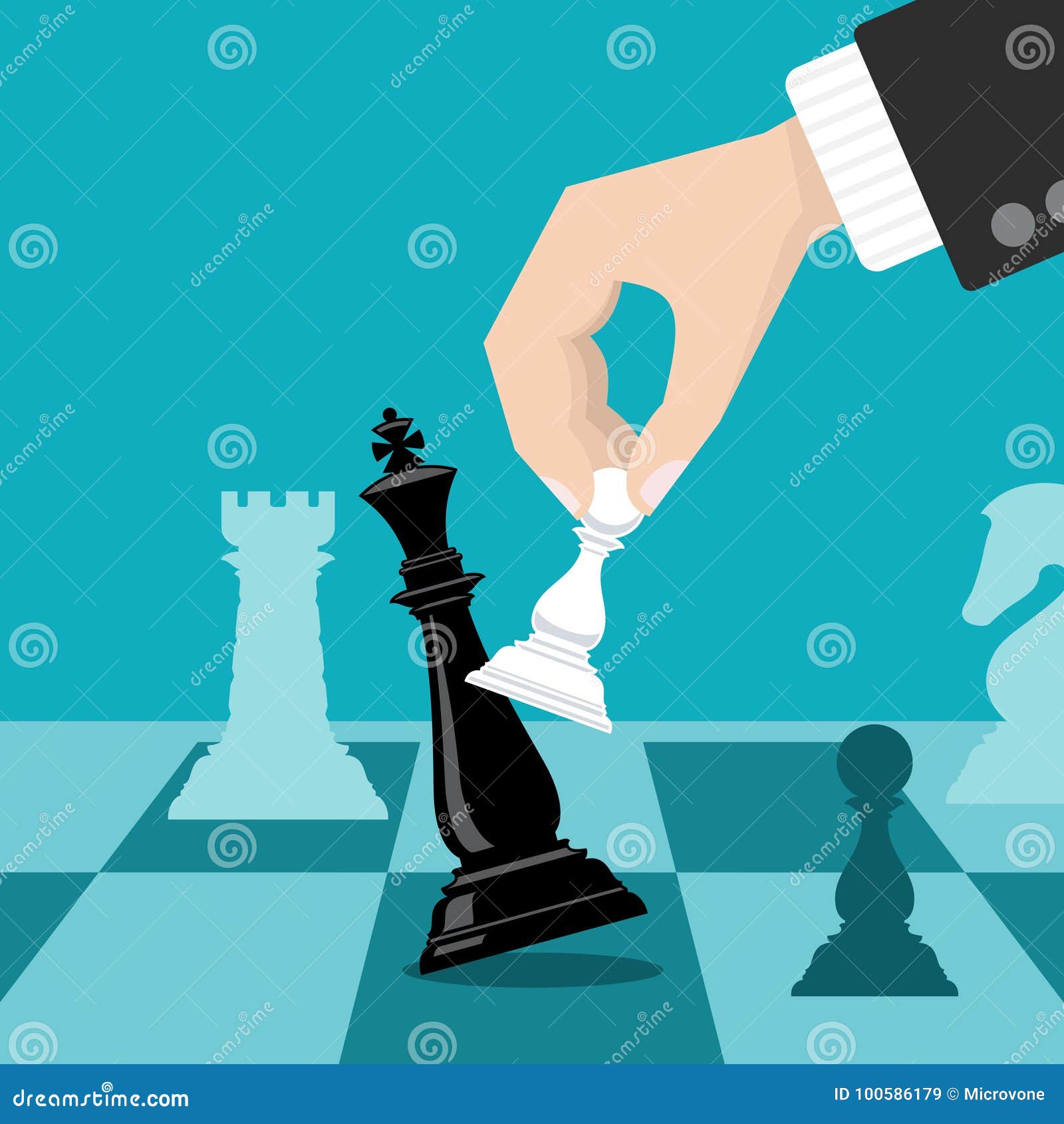 business checkmate strategy  concept with hand holding chess pawn