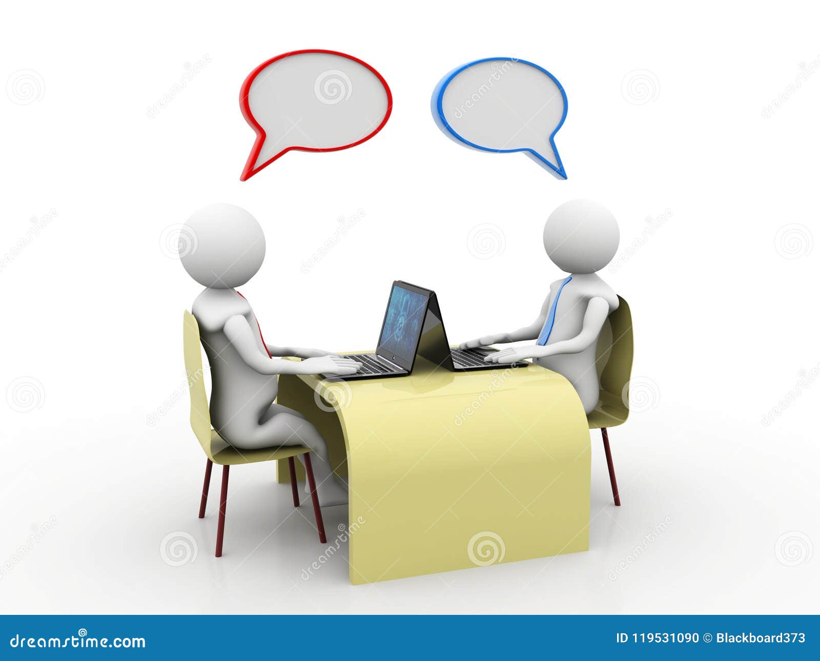 Online communication. chatting, business communication concept. 3d ... Rendering 3d online