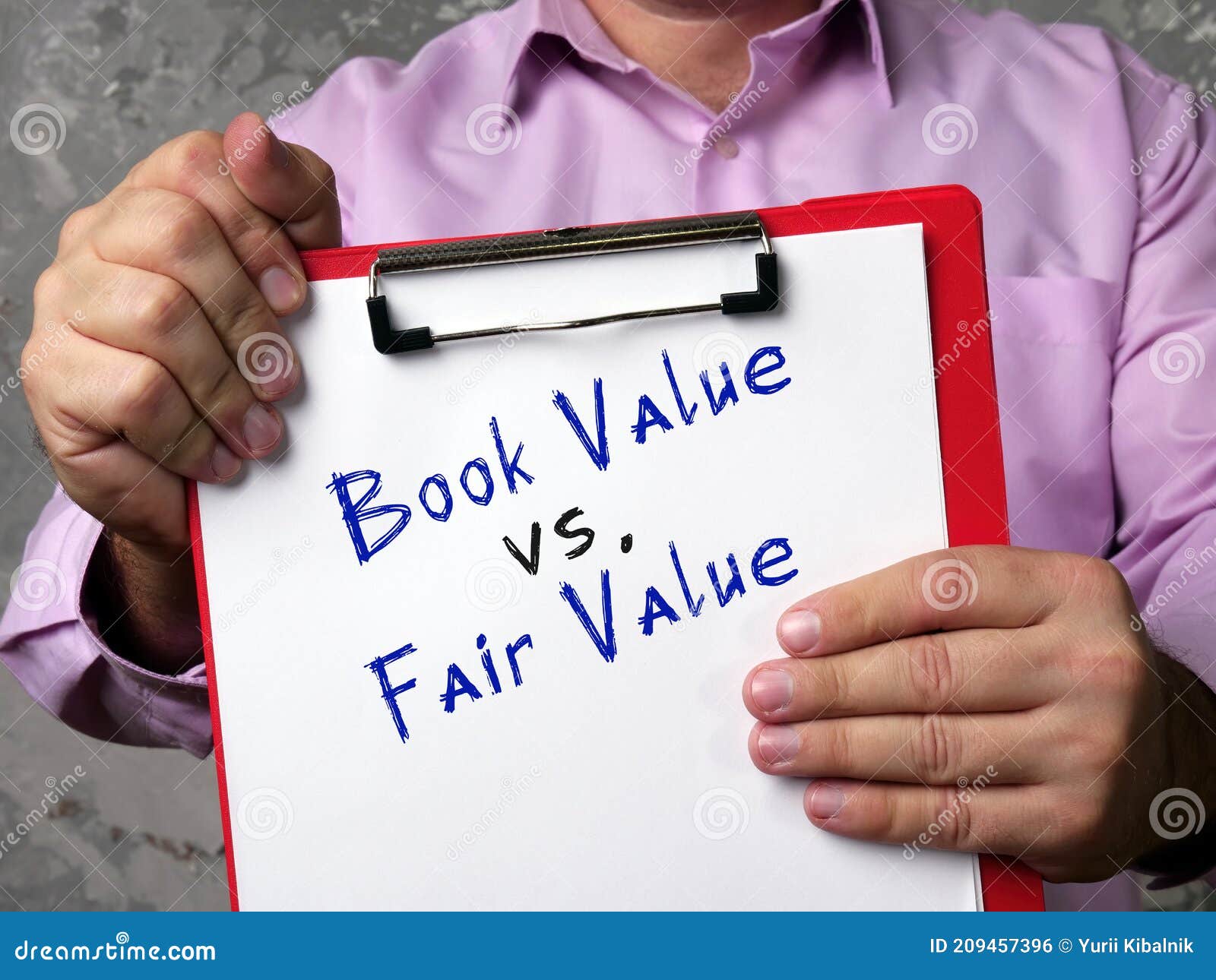 Business Concept about Book Value Vs. Fair Value with Phrase on the