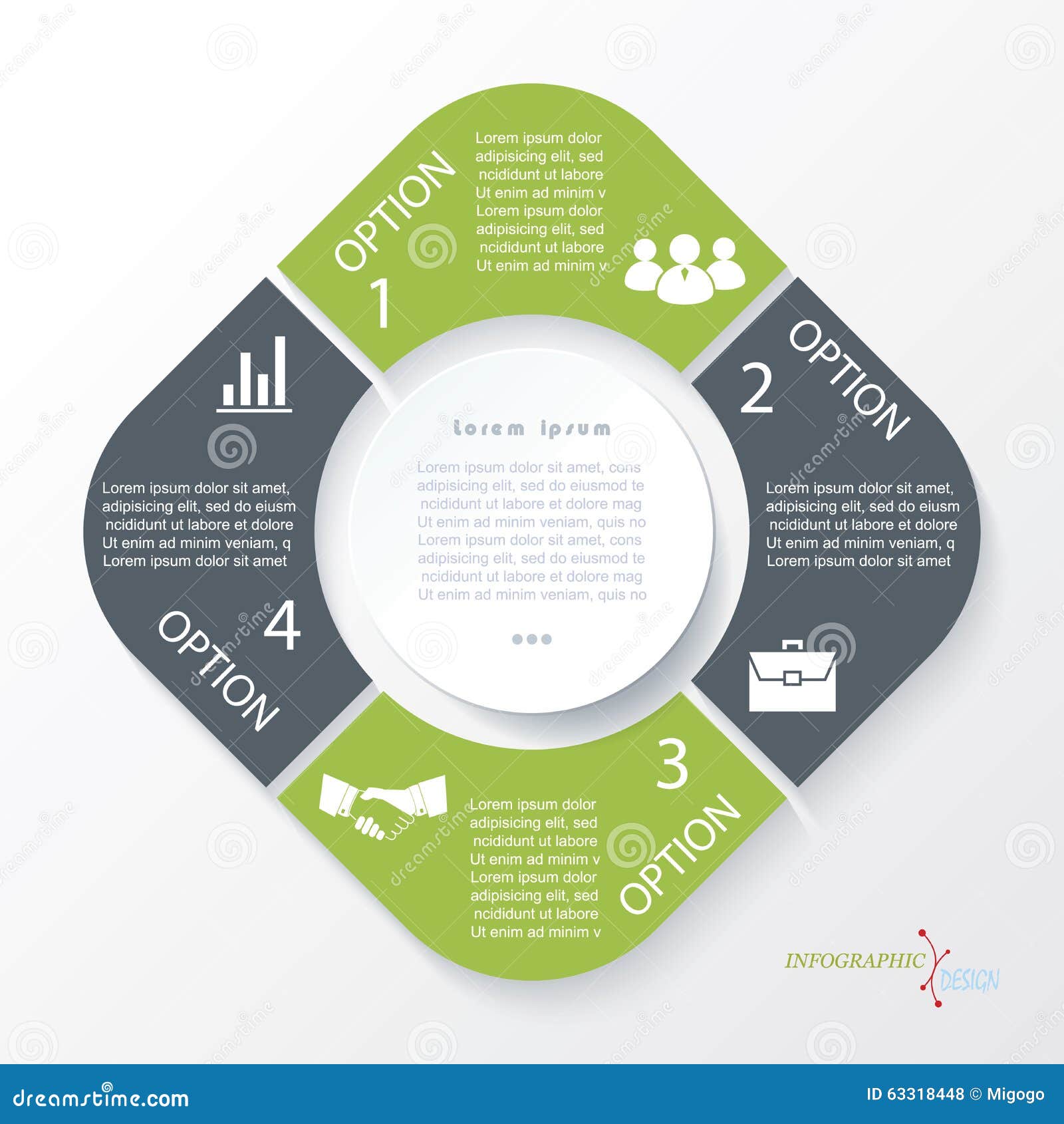 Business Concept Design with 4 Segments. Infographic Template Stock Business Concept Design with 4 Segments. Infographic Template Stock