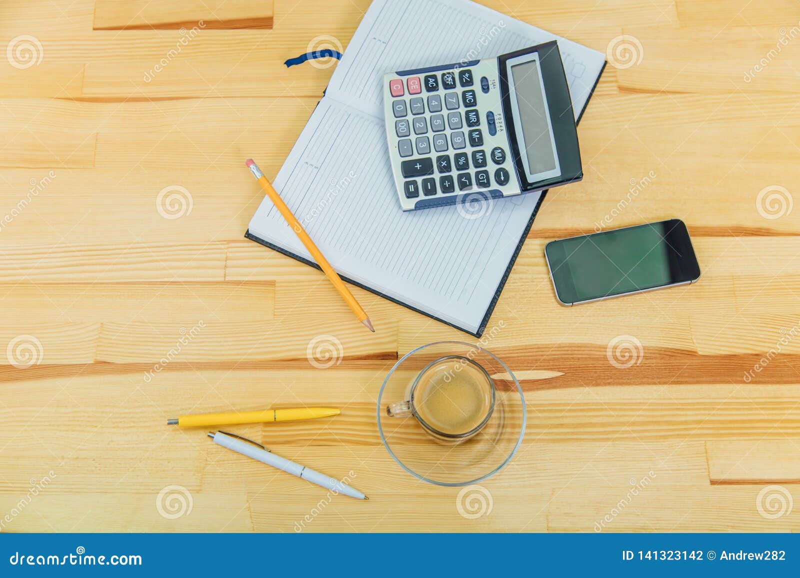 Business Concept Desk Delivery On A Table With A Cup Of Coffee