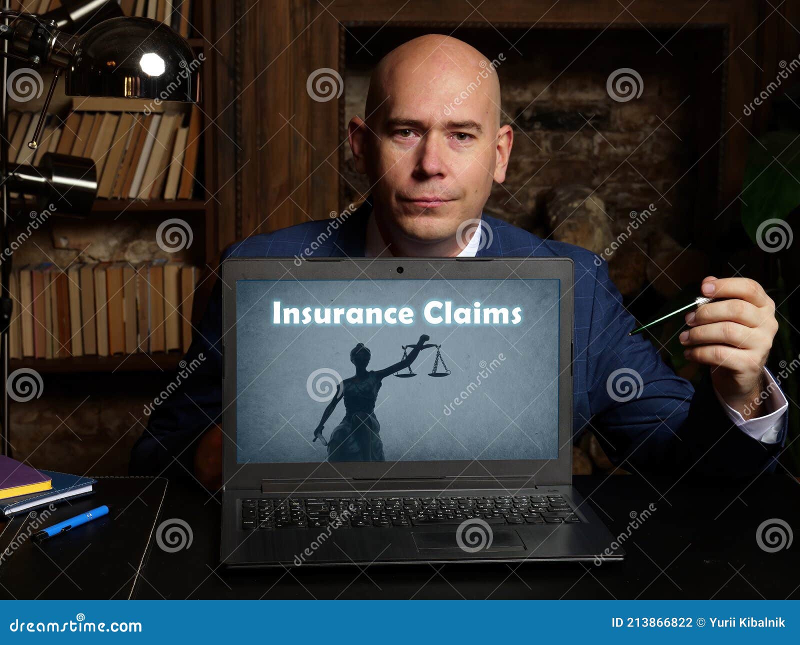 business concept about insurance claims with inscription on laptop